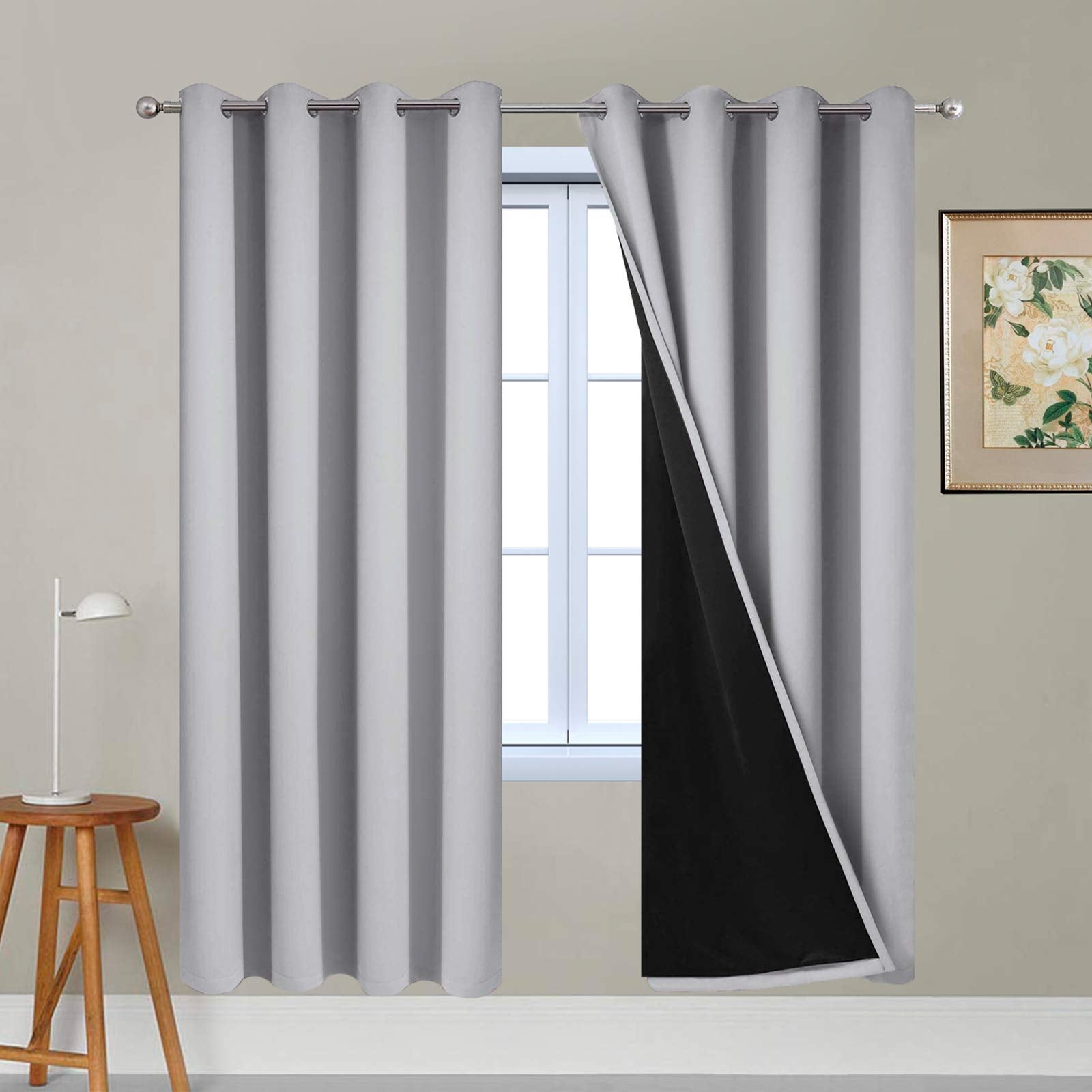 Double-Layer Thermal Blackout Curtain Panels, Pair