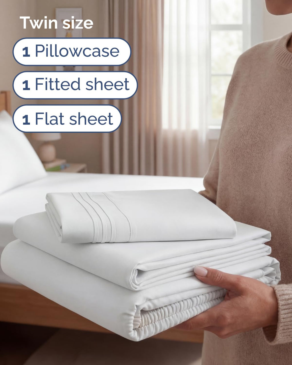 CGK Unlimited 4 Piece Sheet Set - Ultra-Soft, Breathable & Cooling Bed Sheets Set - Hotel Luxury Bedding for Women & Men with Deep Pockets - Wrinkle & Fade Free - Oeko-Tex