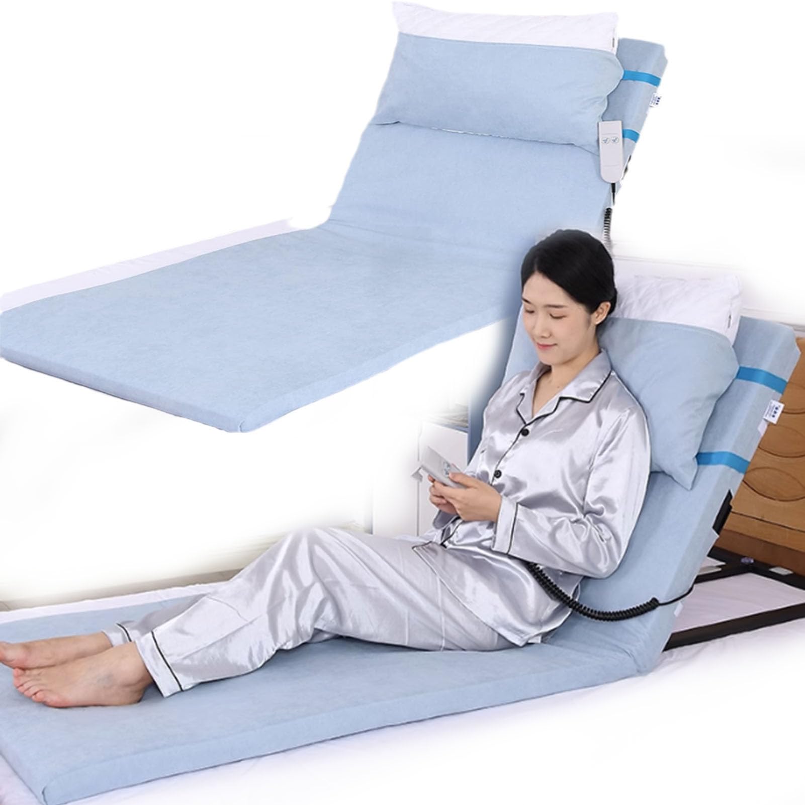TREEYX Electric Lifting Bed Backrest, Support Pillow Lifter with Electric Pump System for Neck, Head and Lumbar Support, Back Aid for Sit-ups, for Bedroom Reading, Aid for Elderly