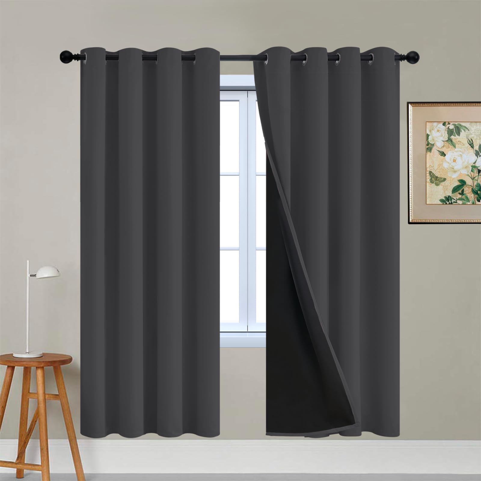 Double-Layer Thermal Blackout Curtain Panels, Pair