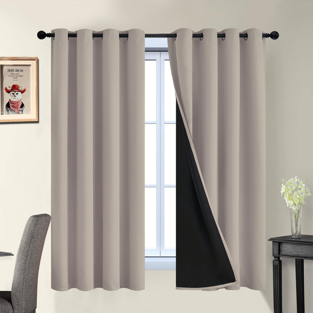 Double-Layer Thermal Blackout Curtain Panels, Pair