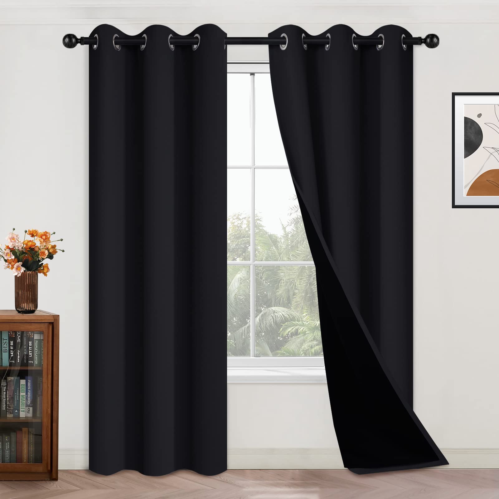 Double-Layer Thermal Blackout Curtain Panels, Pair
