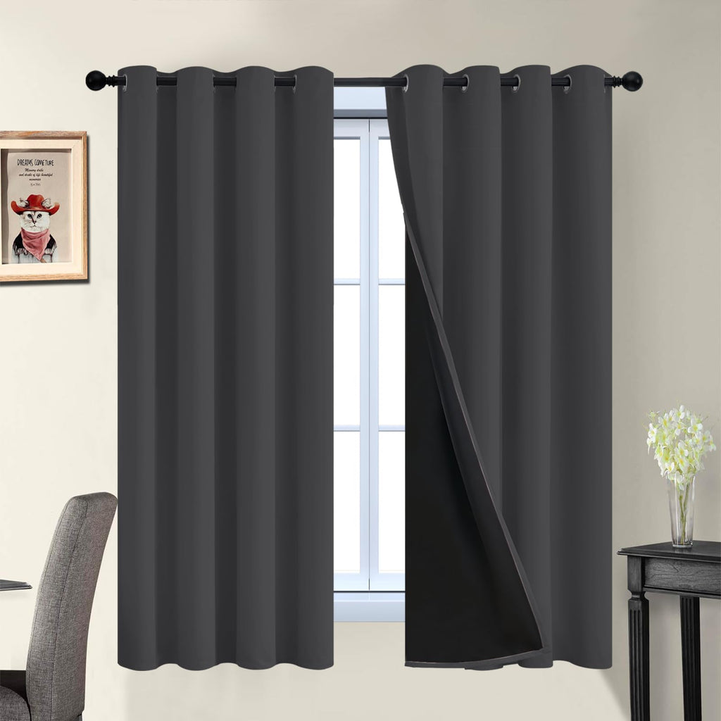 Double-Layer Thermal Blackout Curtain Panels, Pair