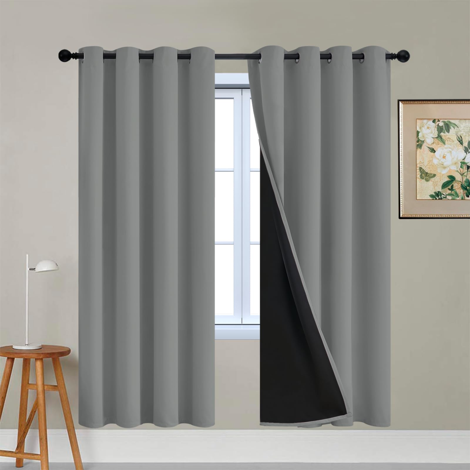 Double-Layer Thermal Blackout Curtain Panels, Pair