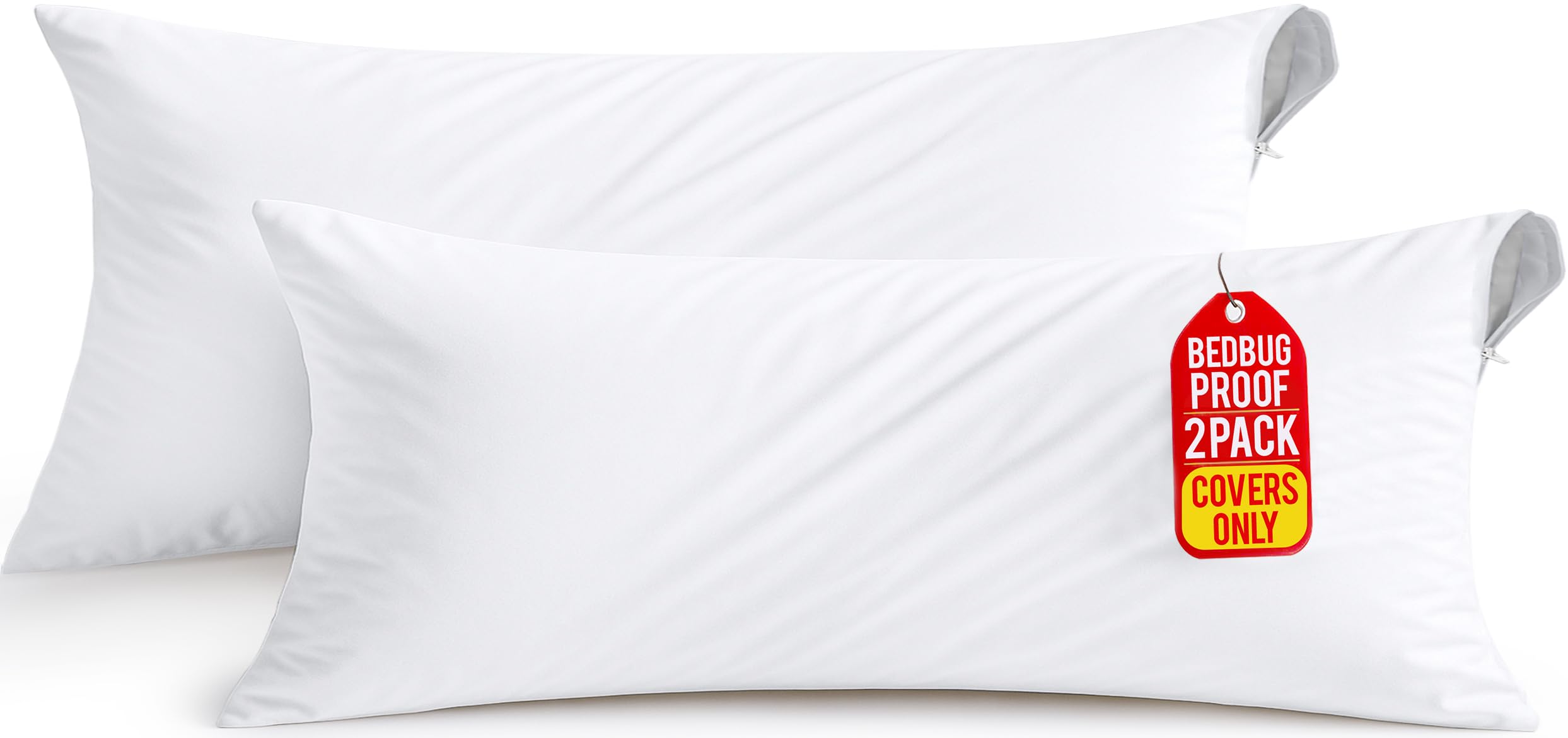 Waterproof Zippered Pillow Protectors, Set of Two