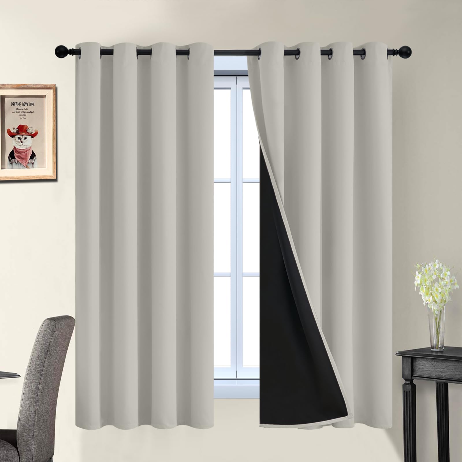 Double-Layer Thermal Blackout Curtain Panels, Pair