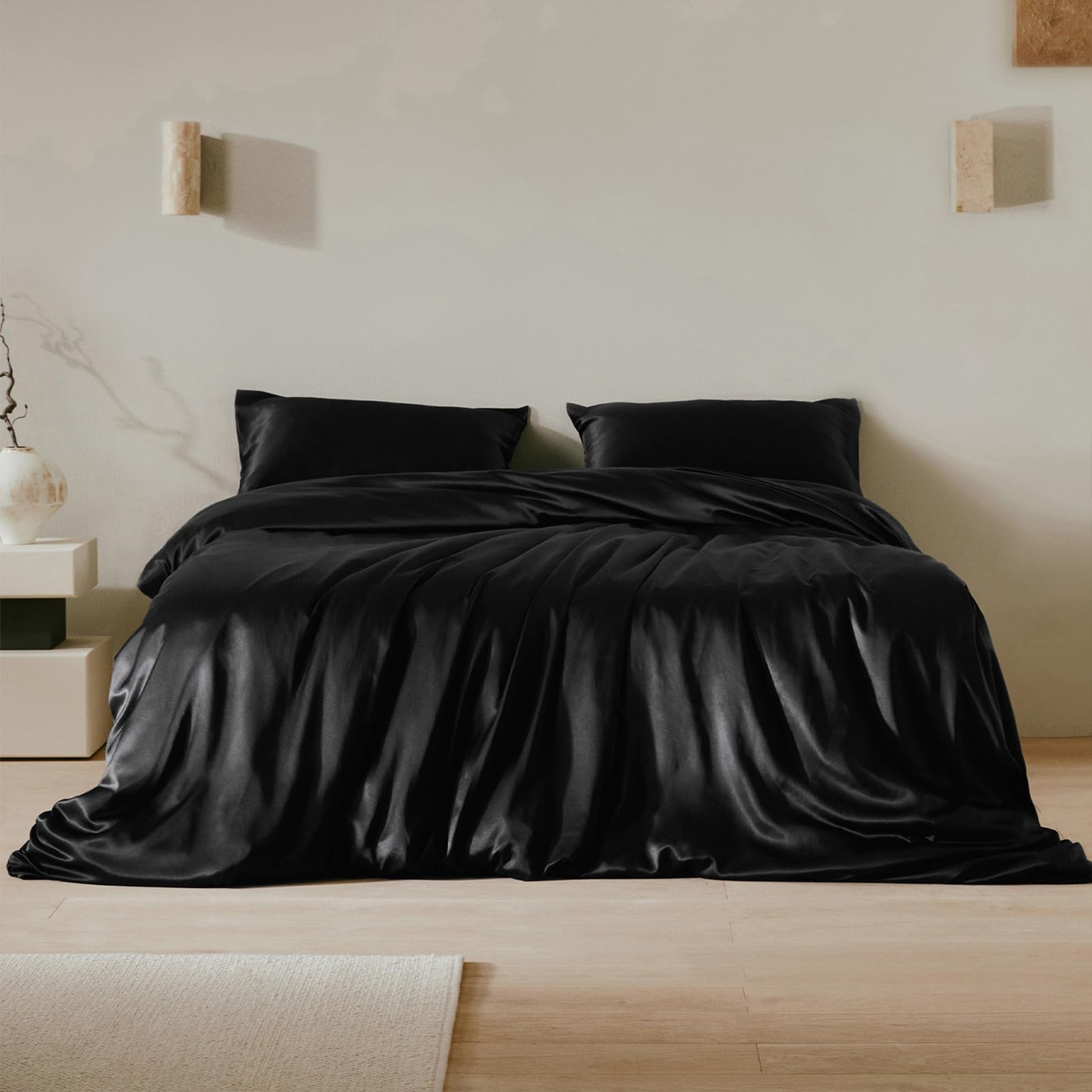 LilySilk 4Pcs Silk Bedding Sheets Flat Sheet Fitted Sheet Oxford Pillowcases Set 19 Momme Pure Silk