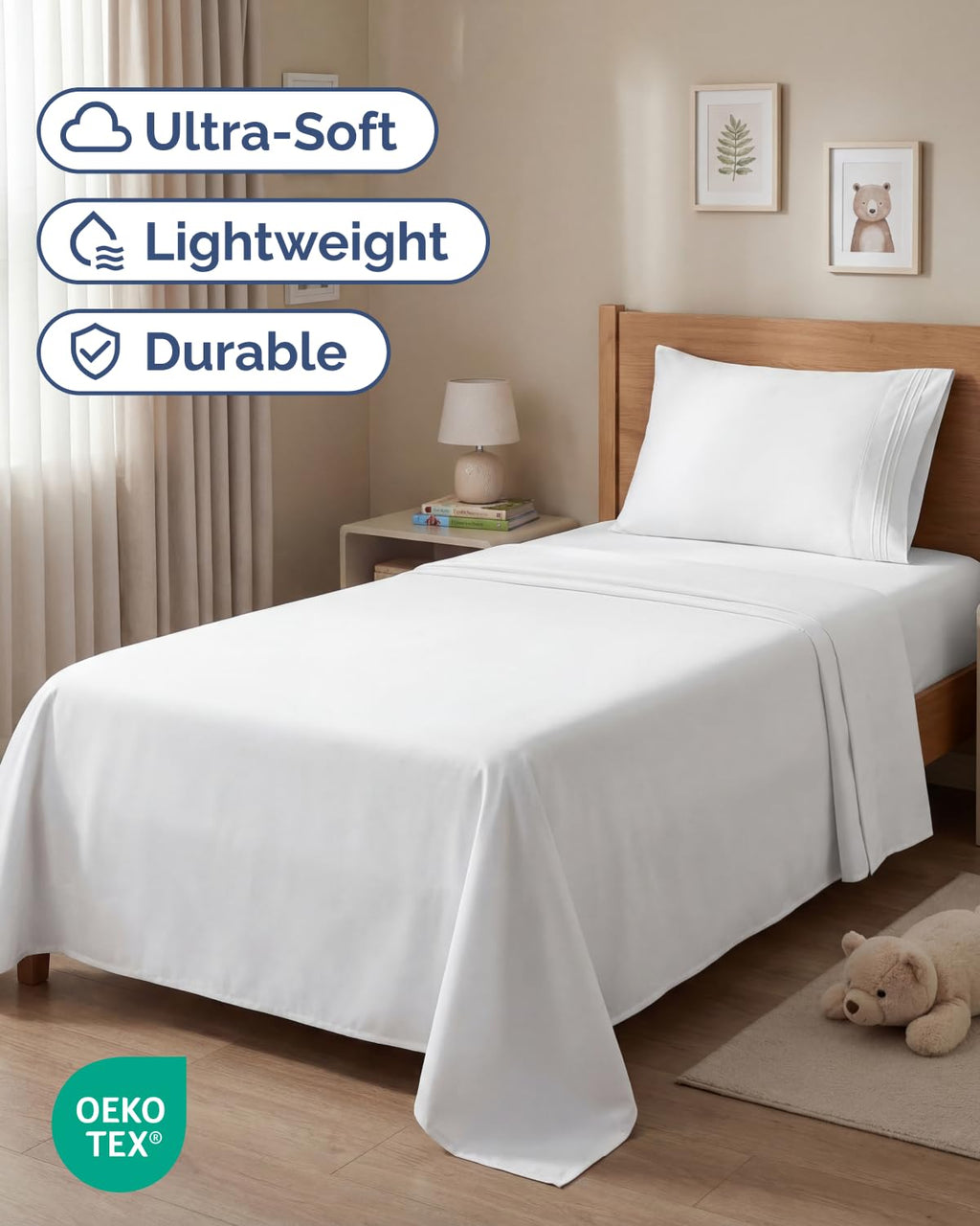 CGK Unlimited 4 Piece Sheet Set - Ultra-Soft, Breathable & Cooling Bed Sheets Set - Hotel Luxury Bedding for Women & Men with Deep Pockets - Wrinkle & Fade Free - Oeko-Tex