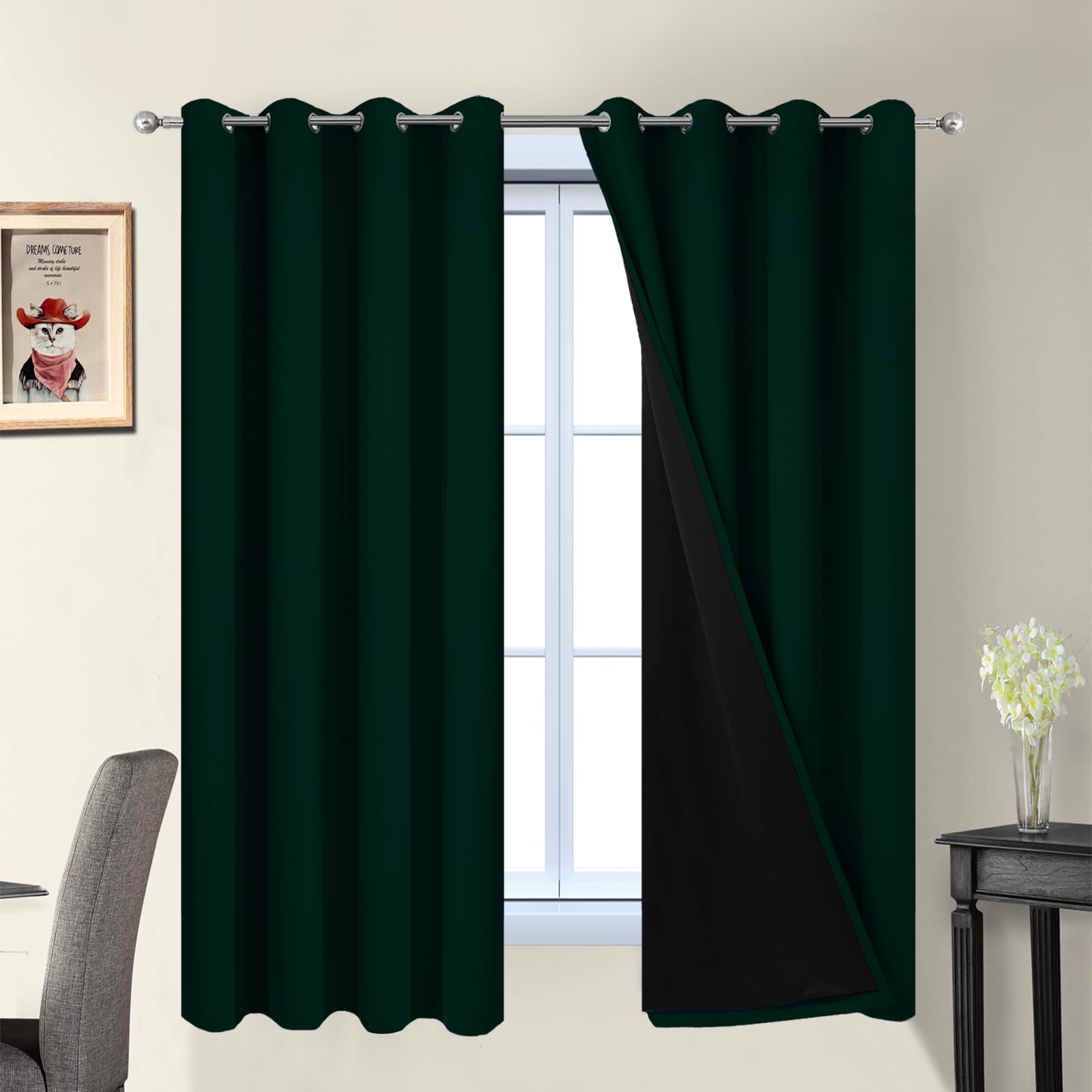 Double-Layer Thermal Blackout Curtain Panels, Pair