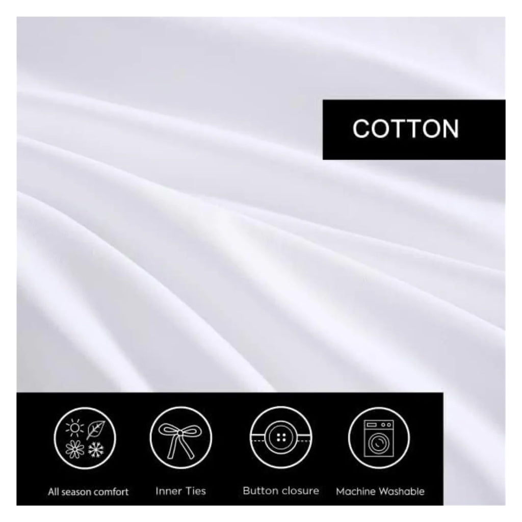Duvet Cover Set, Designer Cotton Bedding Set, includes Matching Shams with Shams(Lattice Solid White, King) (White Full)