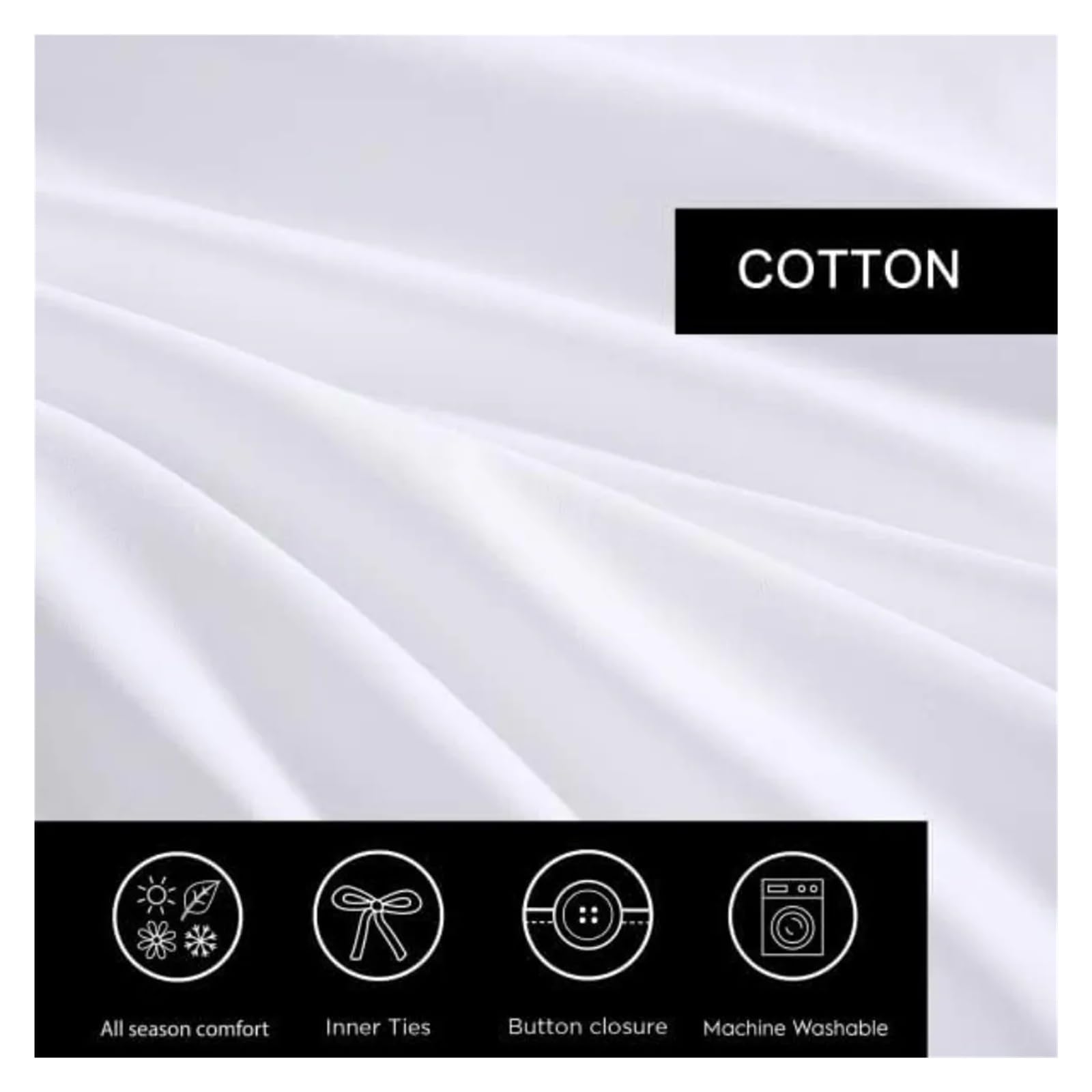 Duvet Cover Set, Designer Cotton Bedding Set, includes Matching Shams with Shams(Lattice Solid White, King) (White Full)