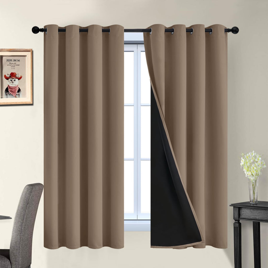 Double-Layer Thermal Blackout Curtain Panels, Pair