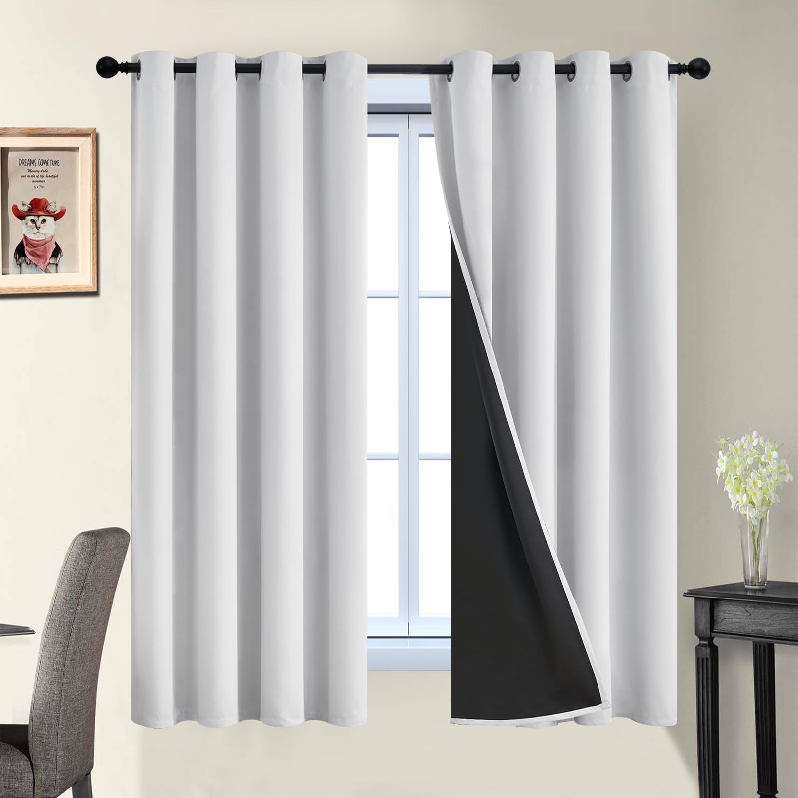 Double-Layer Thermal Blackout Curtain Panels, Pair