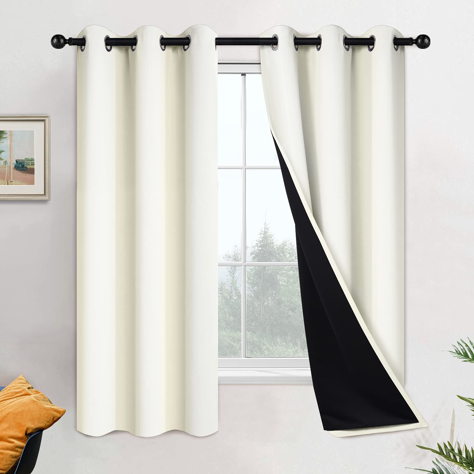 Double-Layer Thermal Blackout Curtain Panels, Pair