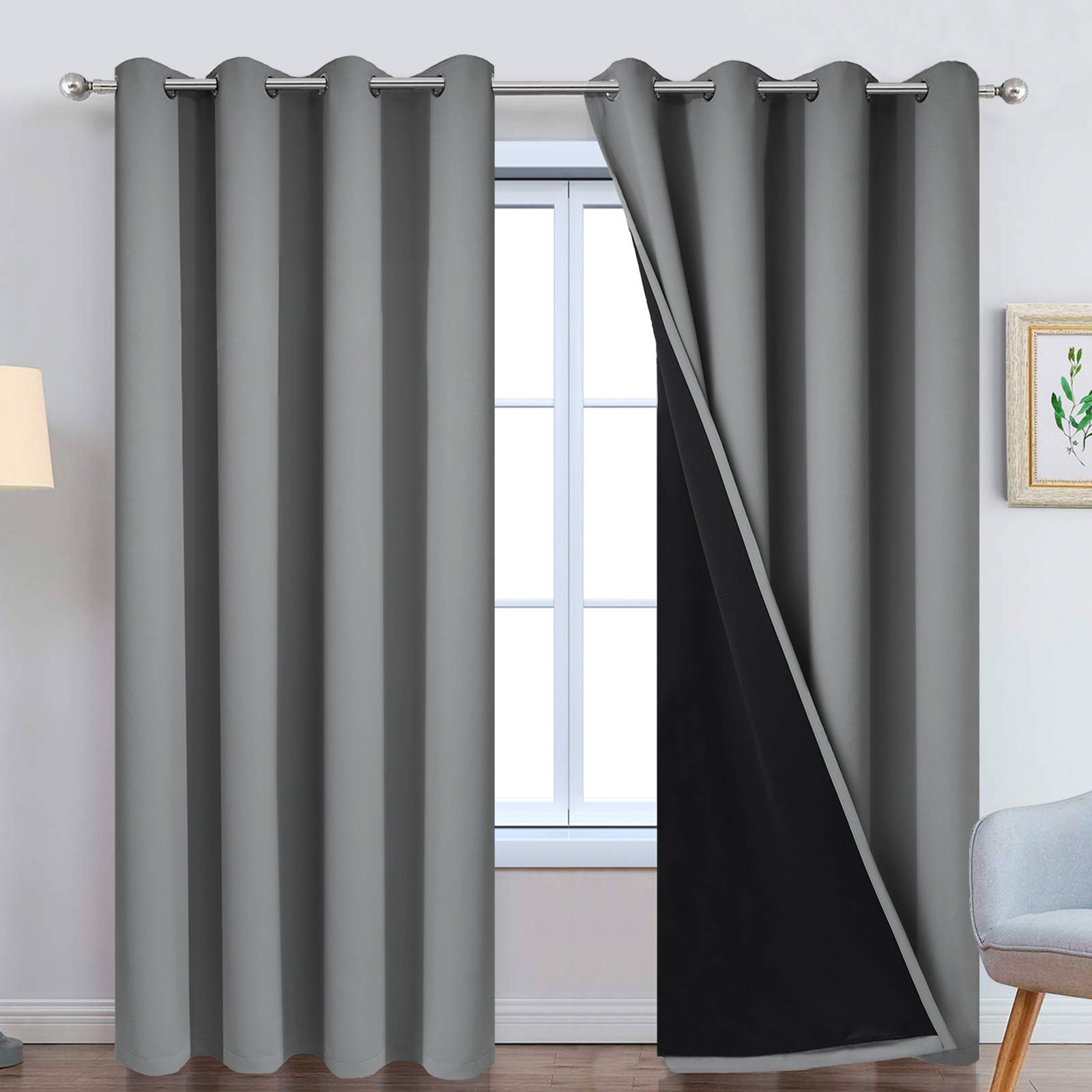 Double-Layer Thermal Blackout Curtain Panels, Pair