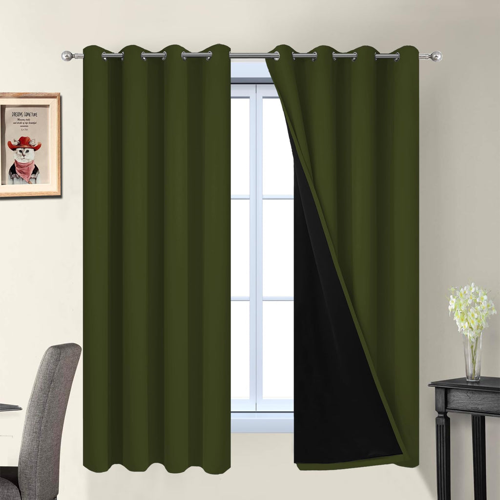 Double-Layer Thermal Blackout Curtain Panels, Pair