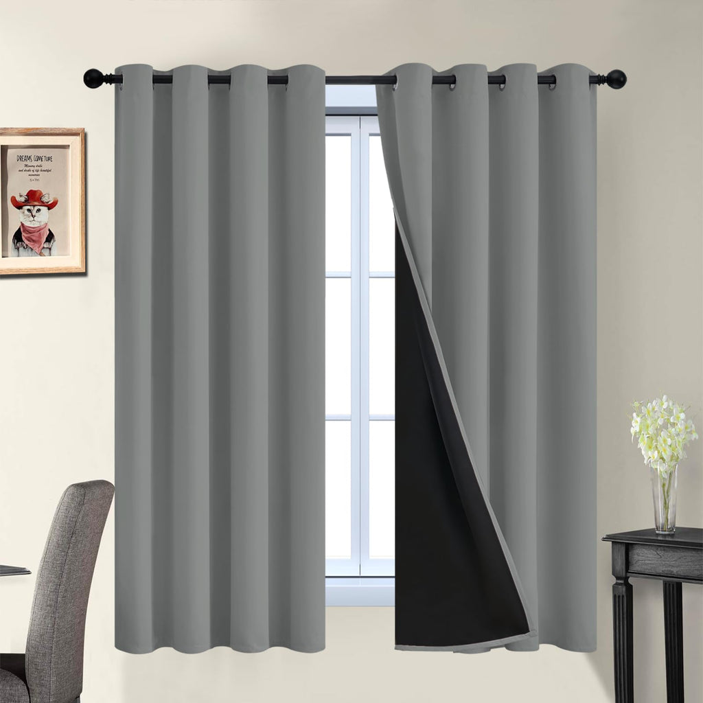 Double-Layer Thermal Blackout Curtain Panels, Pair