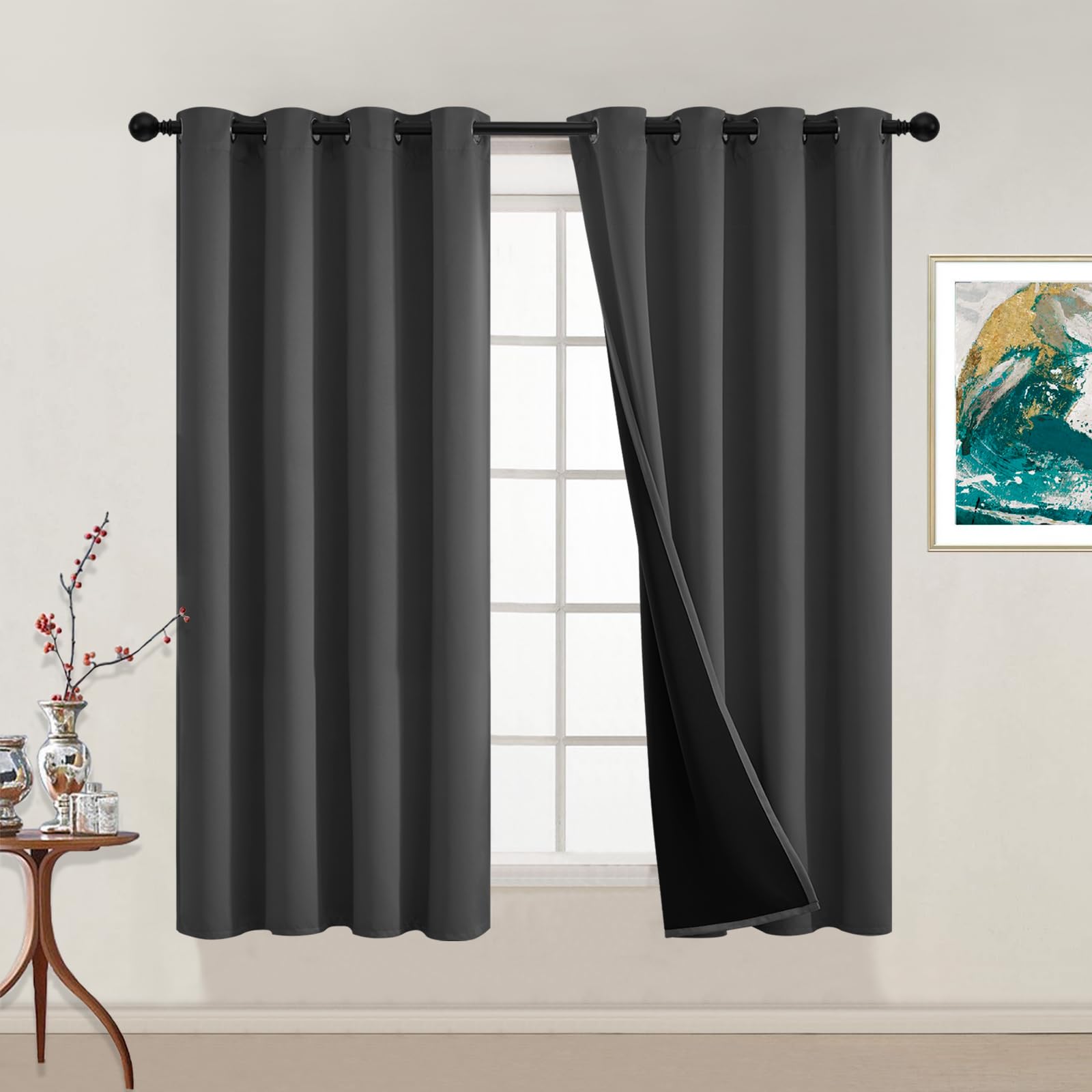 Double-Layer Thermal Blackout Curtain Panels, Pair