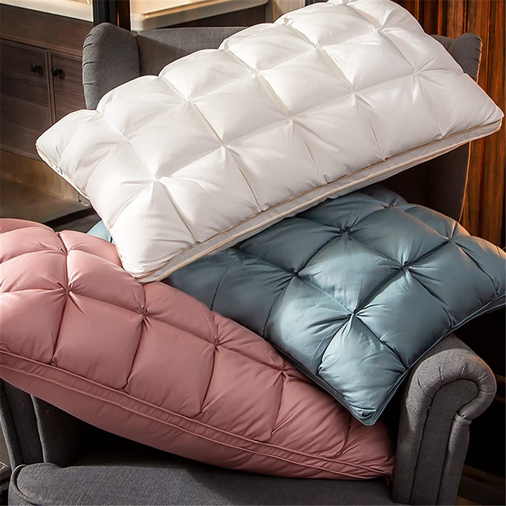CVXSDFI 1 Pair 3D Bread Goose Down and Bed Pillows for Sleeping Cotton Cover with Natural Filling King Queen Size