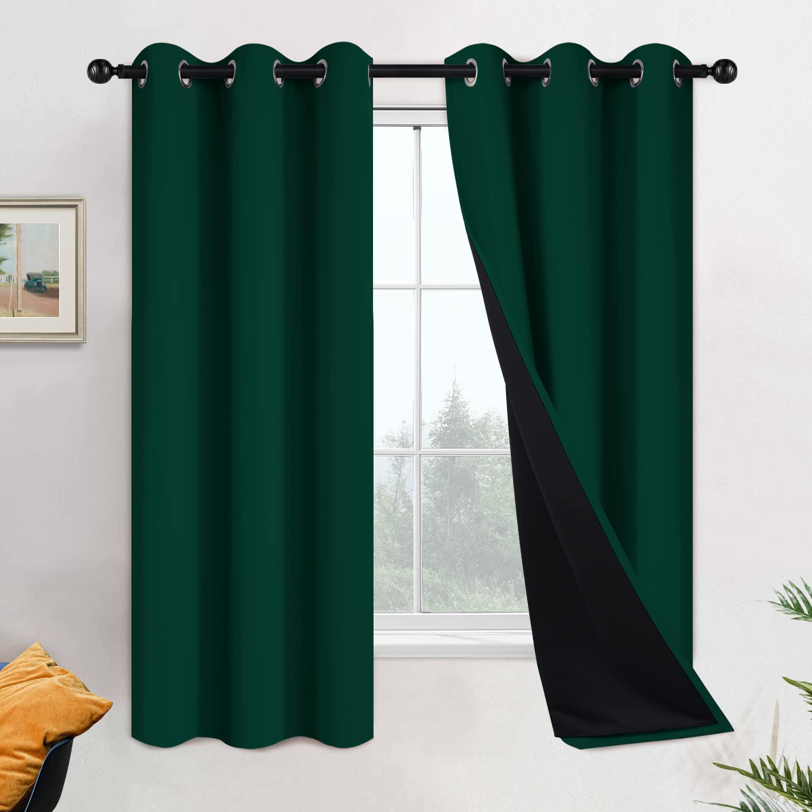 Double-Layer Thermal Blackout Curtain Panels, Pair