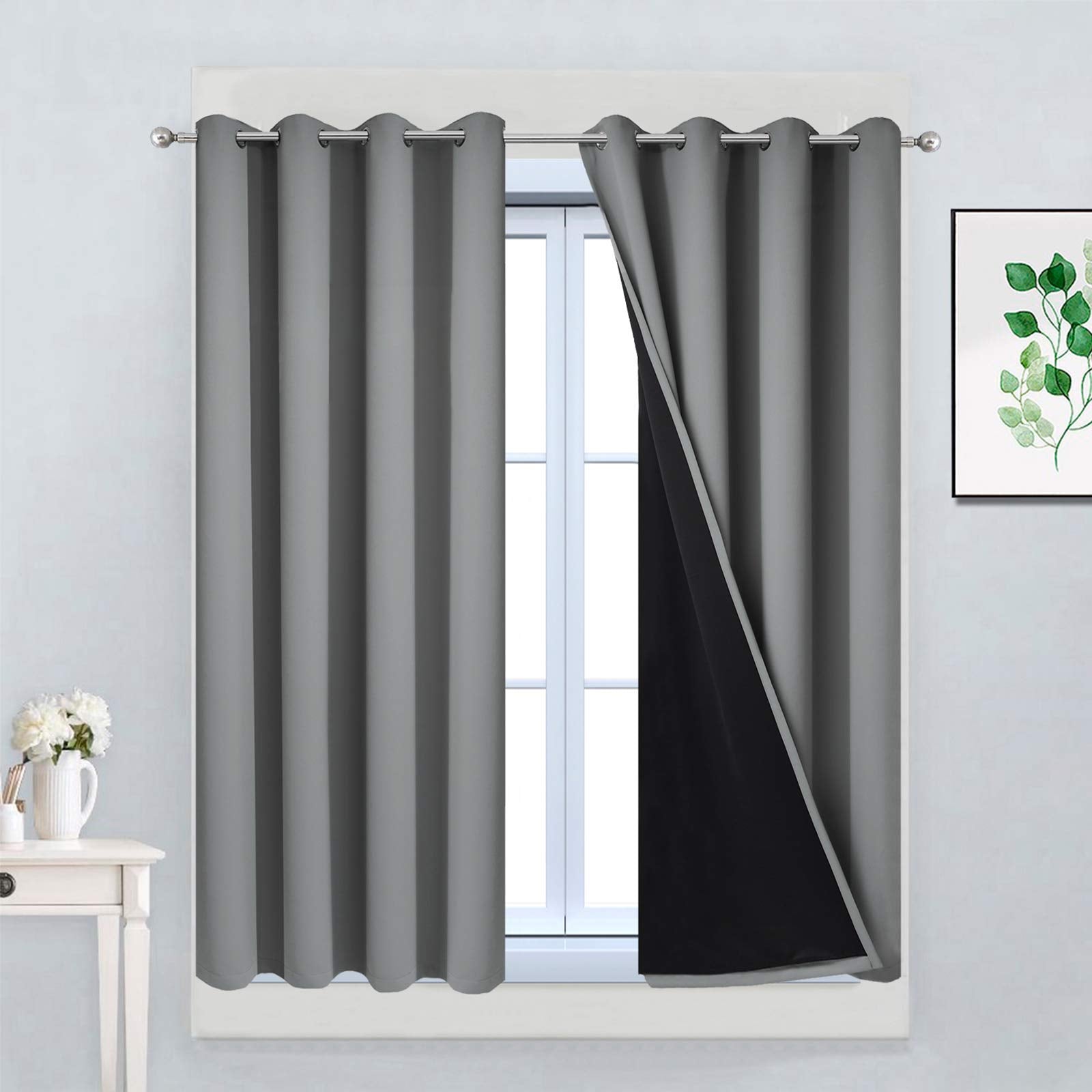 Double-Layer Thermal Blackout Curtain Panels, Pair