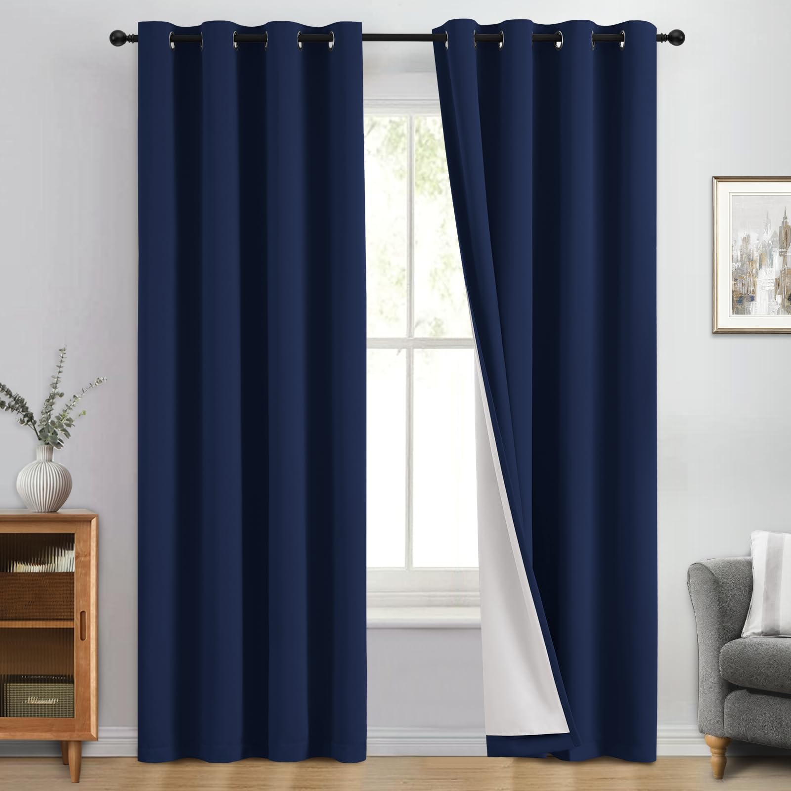 Double-Layer Thermal Blackout Curtain Panels, Pair