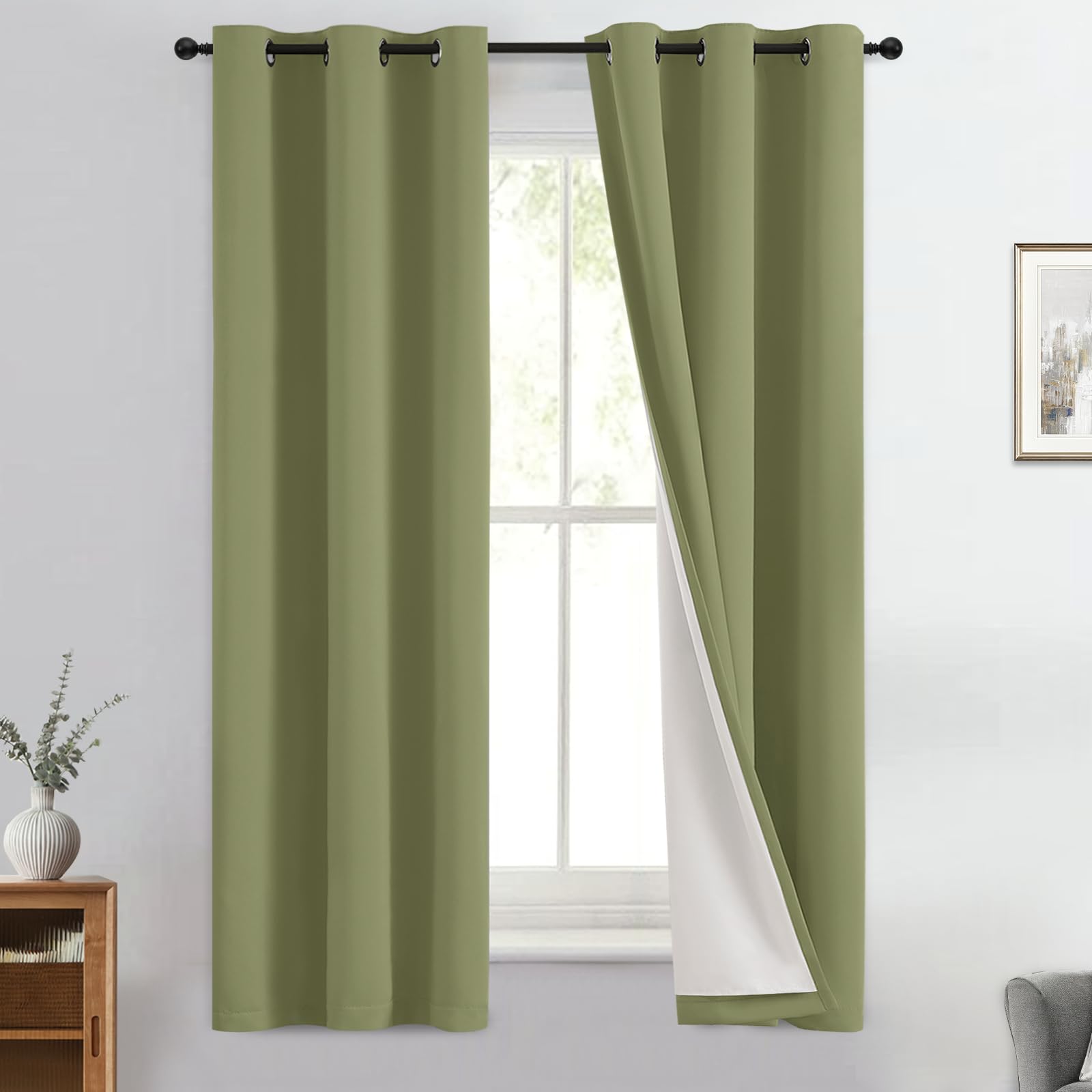Double-Layer Thermal Blackout Curtain Panels, Pair