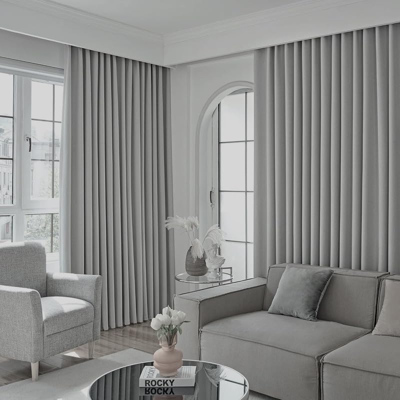 Extra-Wide Faux Linen Blackout Curtains, 100-Inch