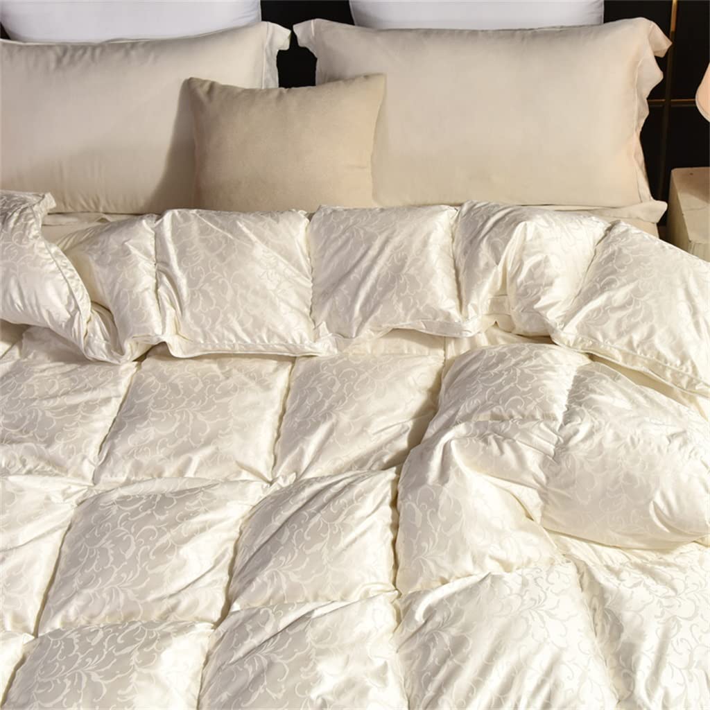 UOHLCX HBJWOV White Duck Down Quilt Down Fluffy Cozy Four Seasons Duvet Brocade Warm Queen King Quilted Comforters