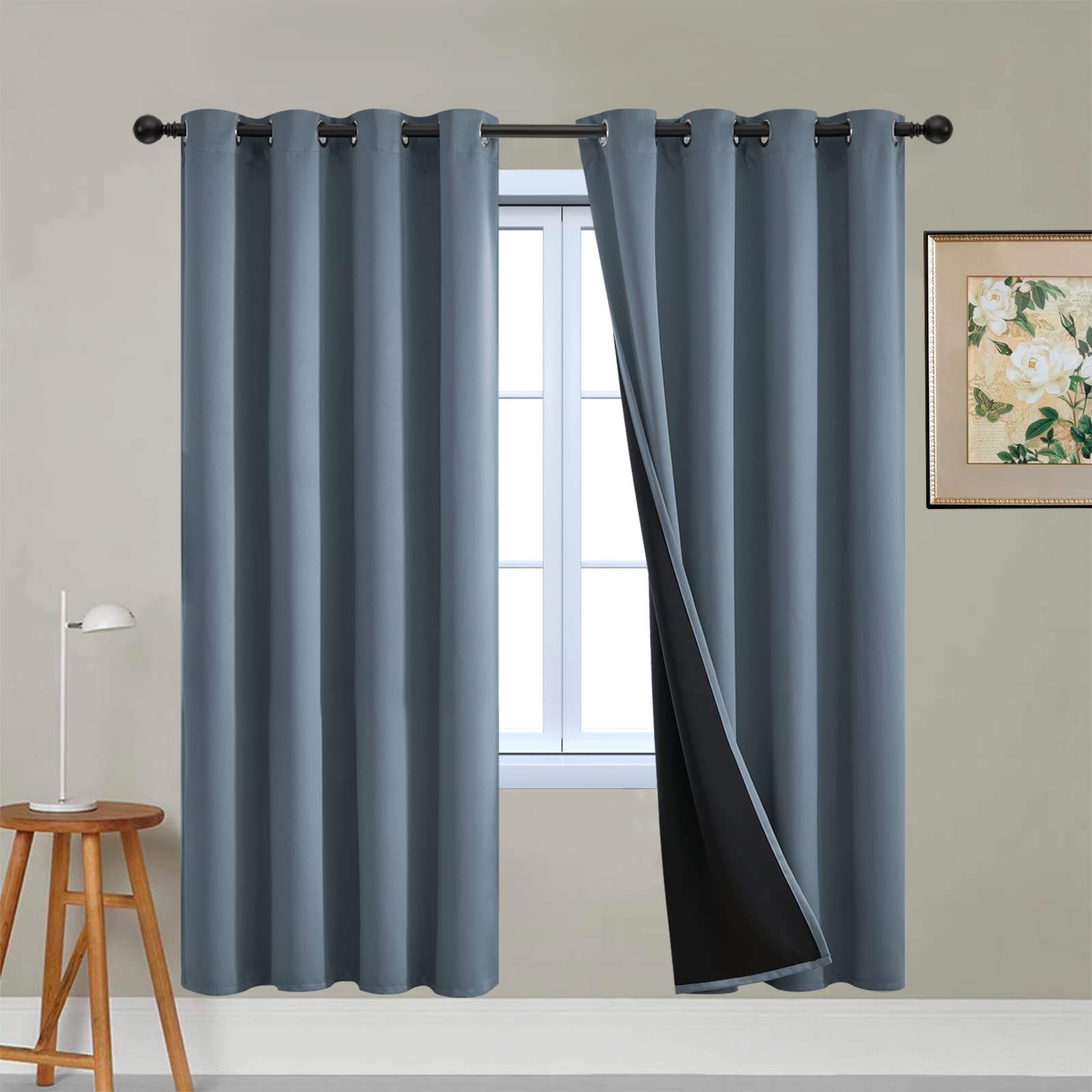 Double-Layer Thermal Blackout Curtain Panels, Pair