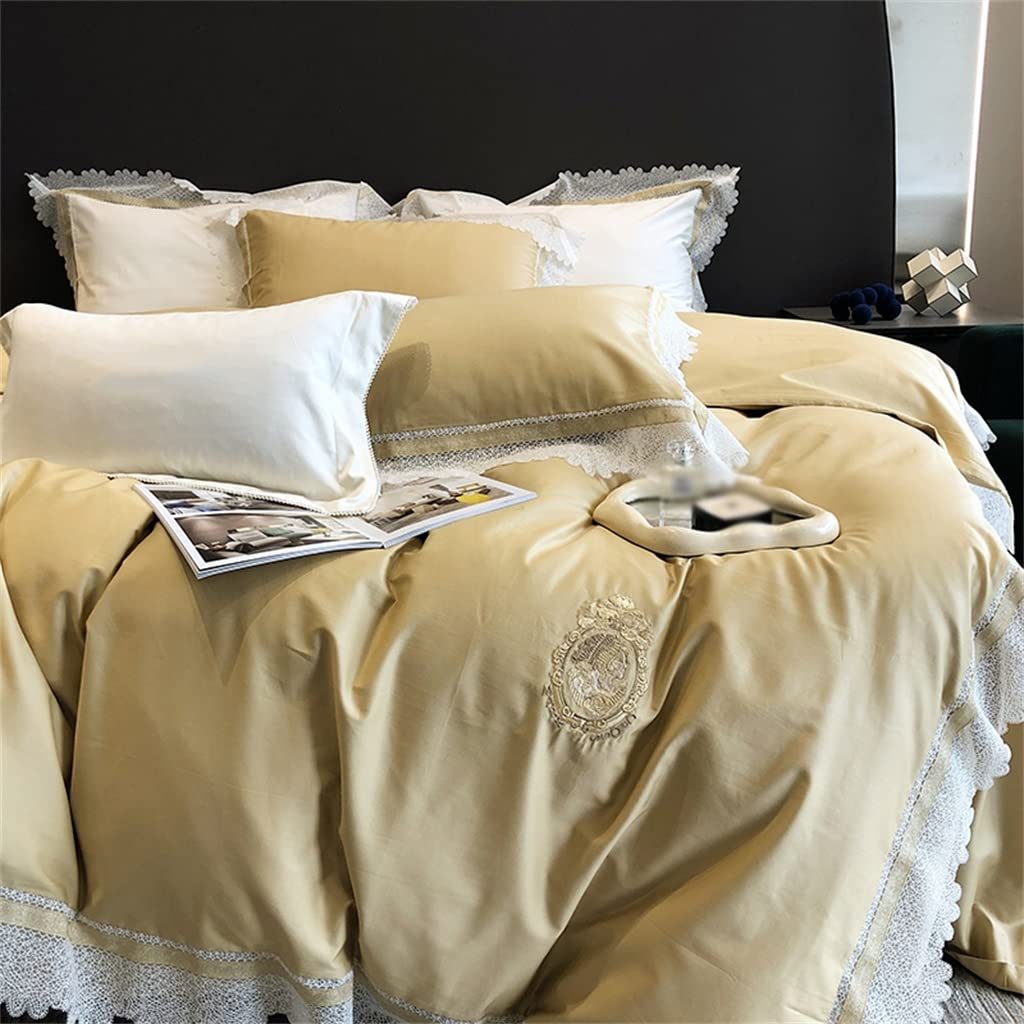 NERHWIVS Wedding Bedding Set 1000TC Egyptian Cotton Embroidery Duvet Cover Set Bed Sheet Pillowcases (Color : A, Size : 220 * 240cm) (A 220 * 240cm)