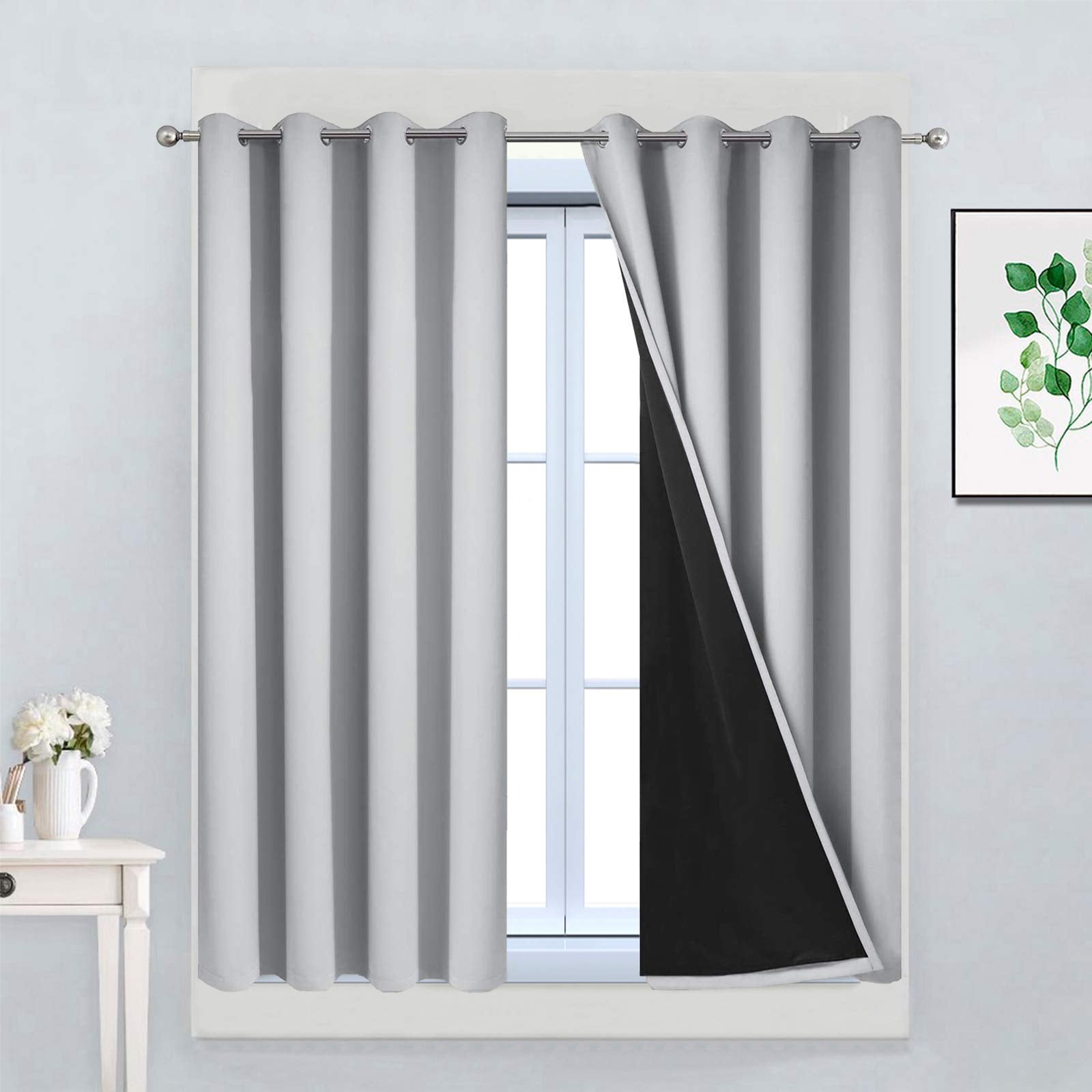 Double-Layer Thermal Blackout Curtain Panels, Pair