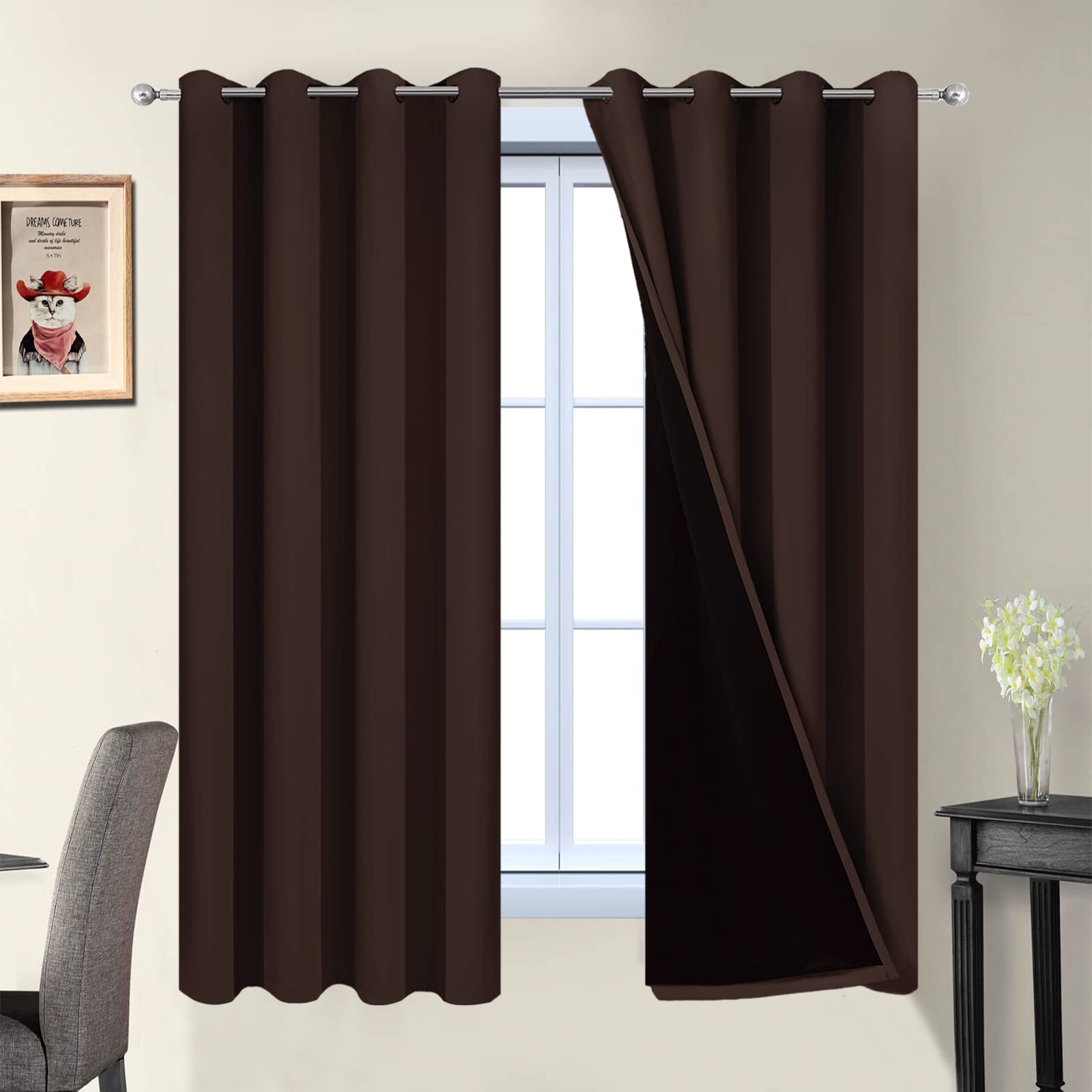 Double-Layer Thermal Blackout Curtain Panels, Pair