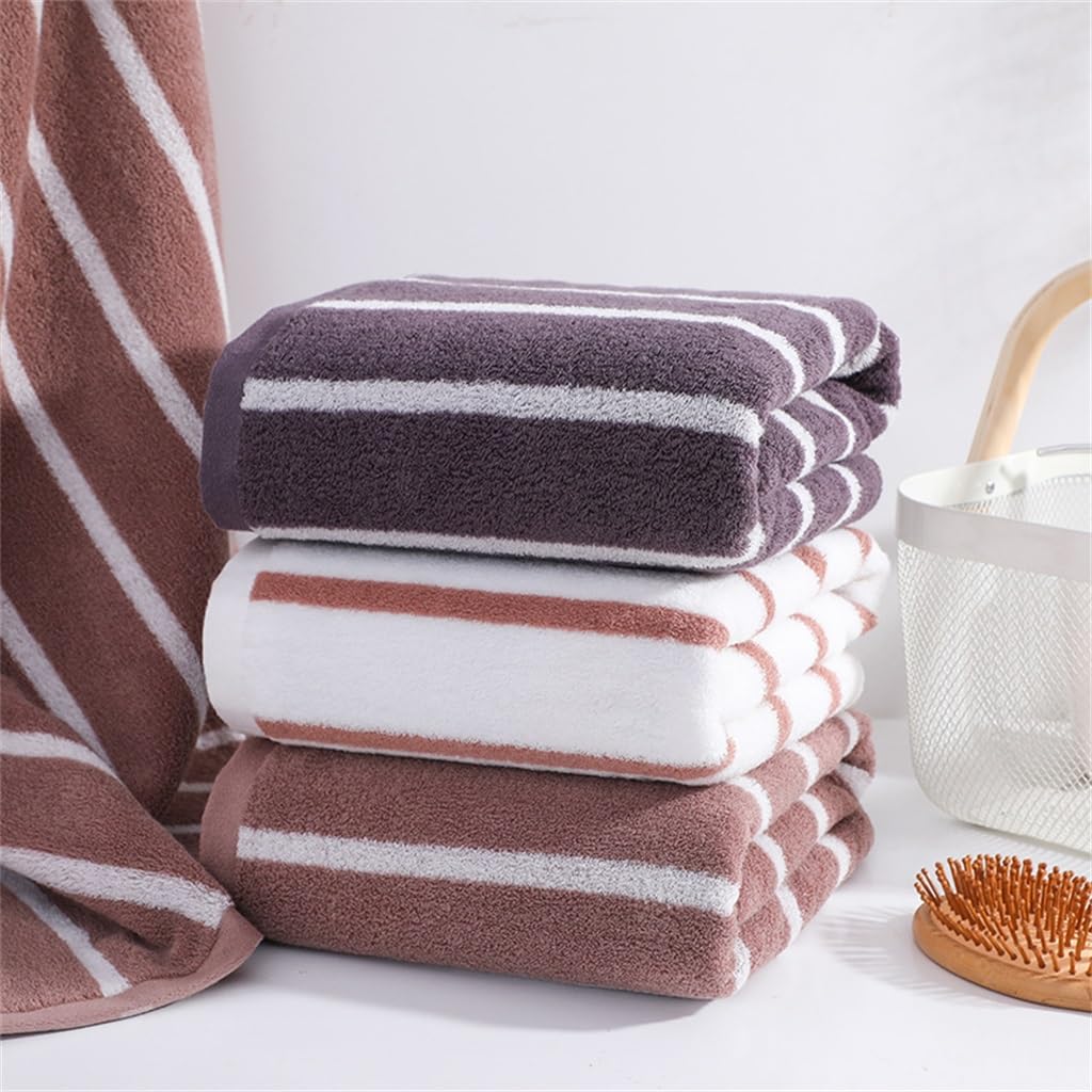 Soft Striped Cotton Face and Bath Towel for Adults