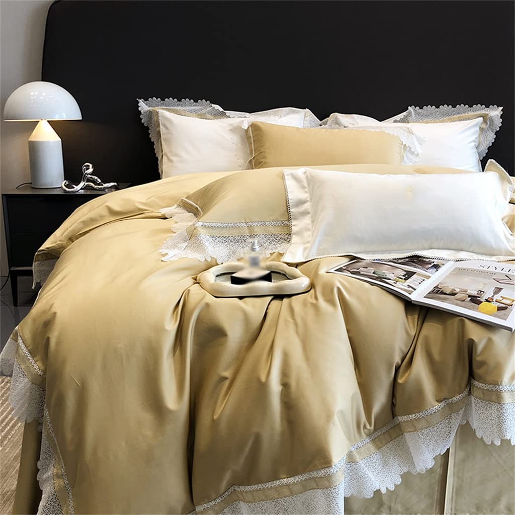 NERHWIVS Wedding Bedding Set 1000TC Egyptian Cotton Embroidery Duvet Cover Set Bed Sheet Pillowcases (Color : A, Size : 220 * 240cm) (A 220 * 240cm)