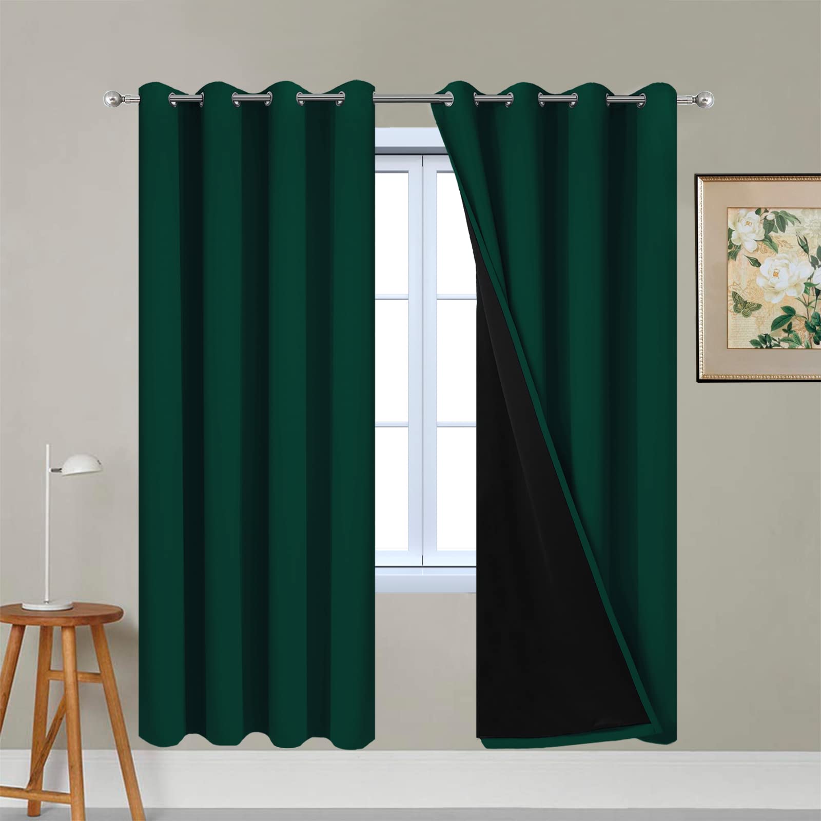 Double-Layer Thermal Blackout Curtain Panels, Pair