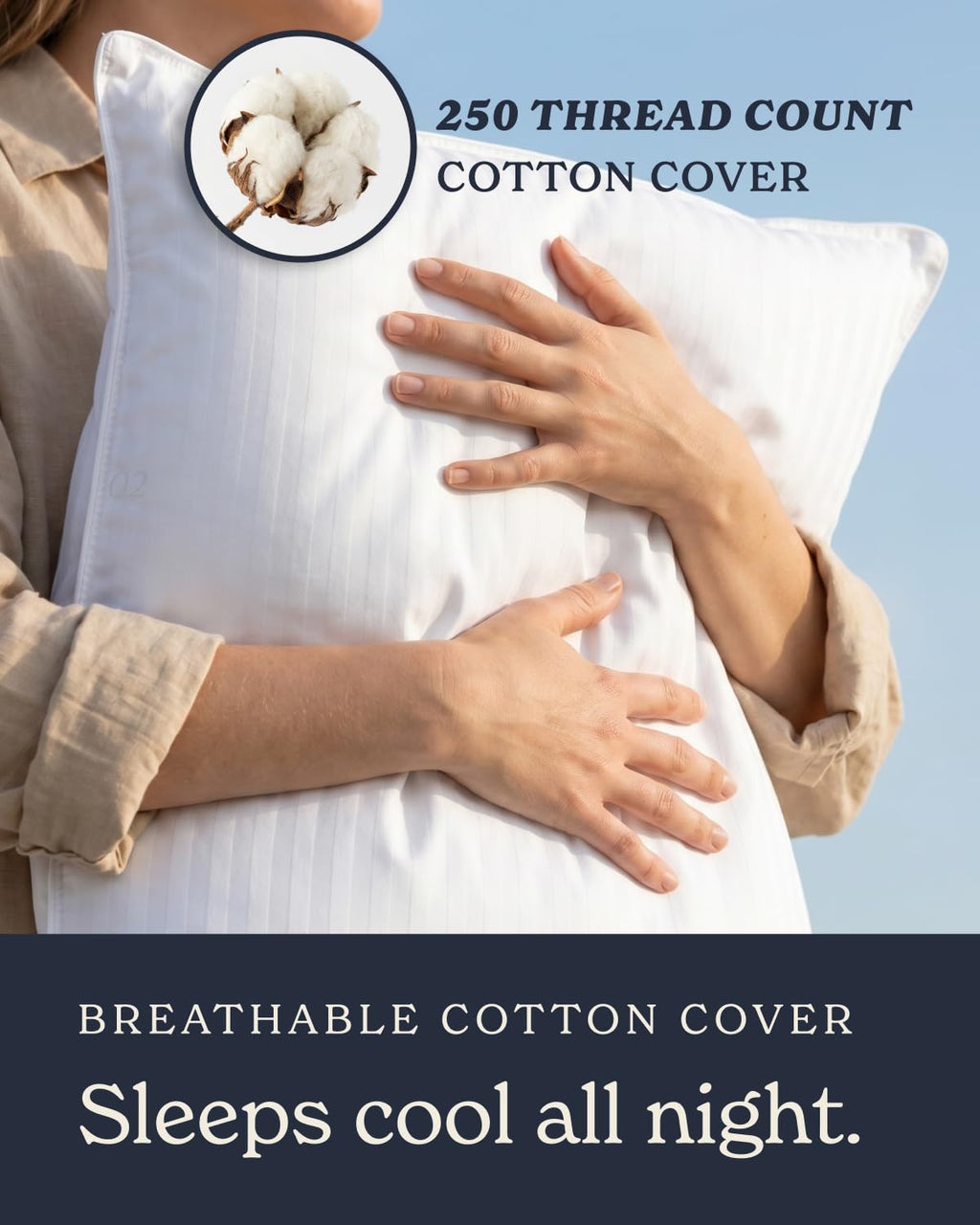 Hotel-Style Cooling Bed Pillows for Sleeping, Set of Two
