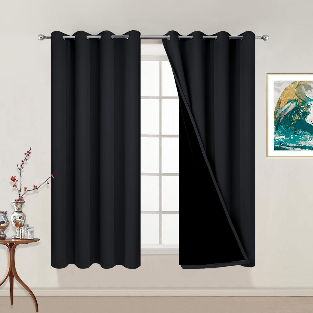 Double-Layer Thermal Blackout Curtain Panels, Pair