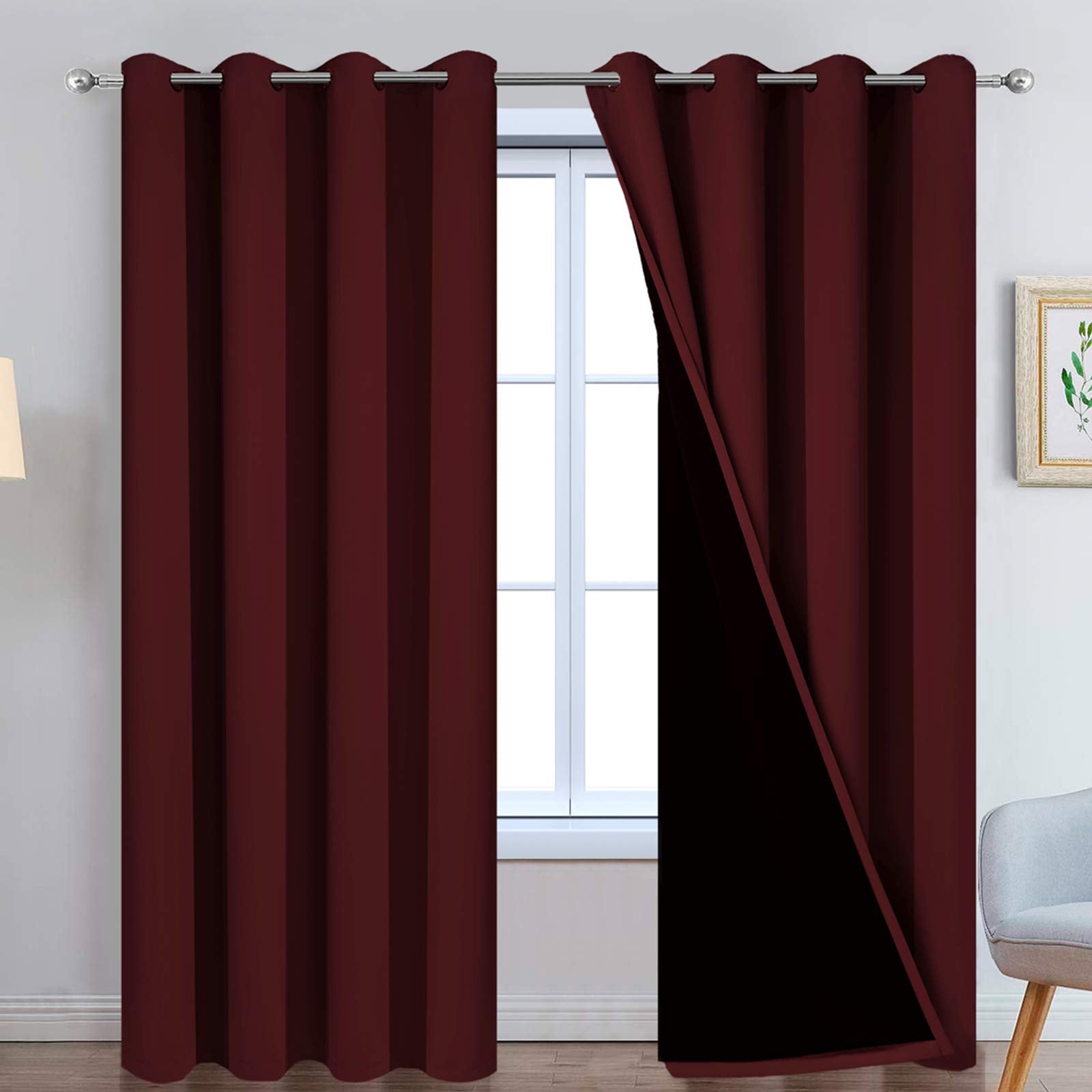 Double-Layer Thermal Blackout Curtain Panels, Pair