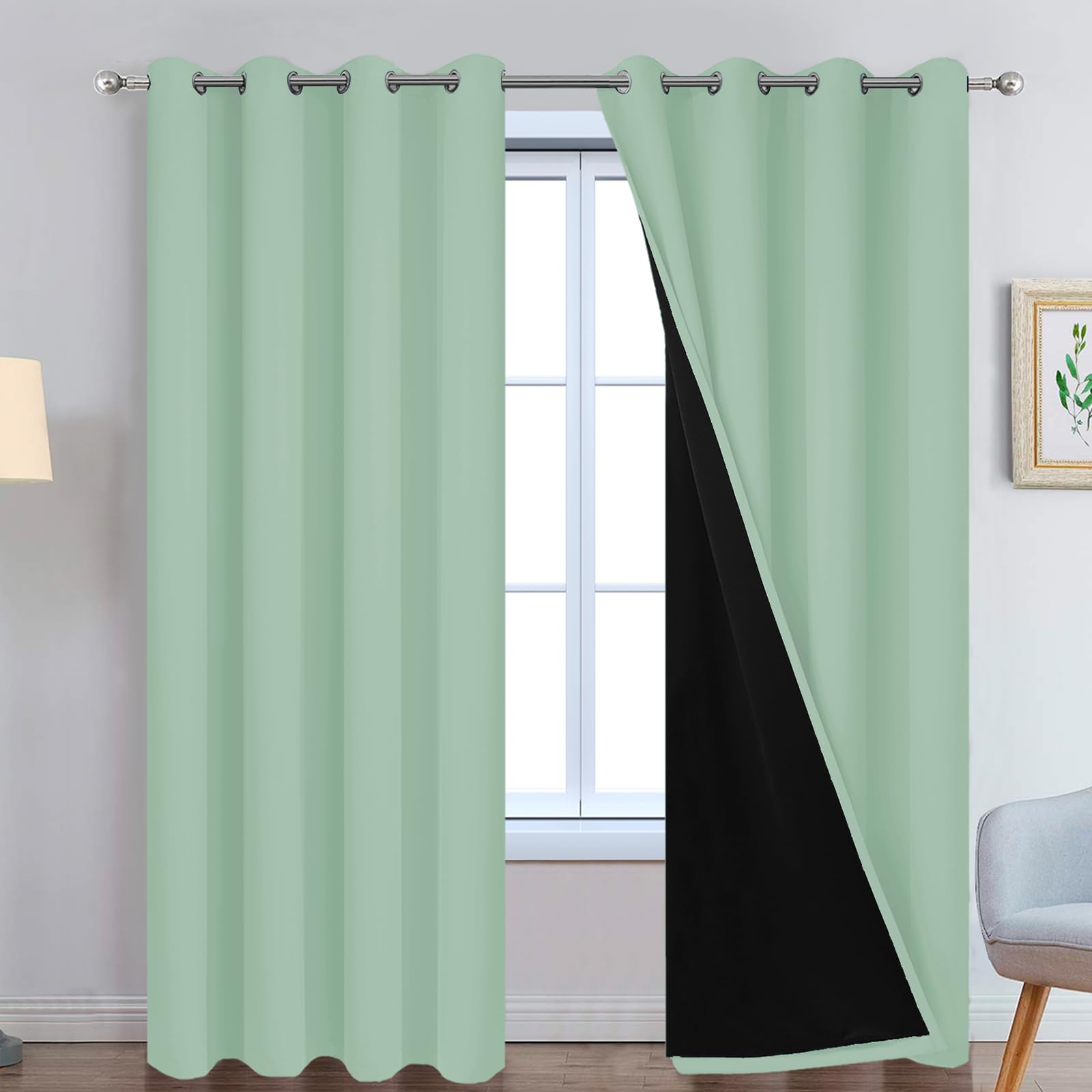 Double-Layer Thermal Blackout Curtain Panels, Pair