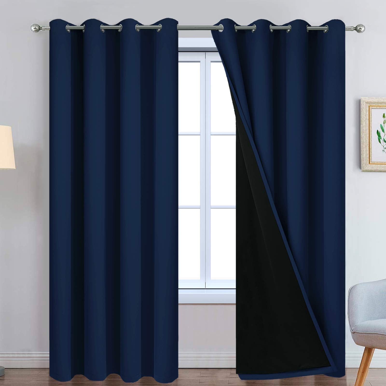 Double-Layer Thermal Blackout Curtain Panels, Pair