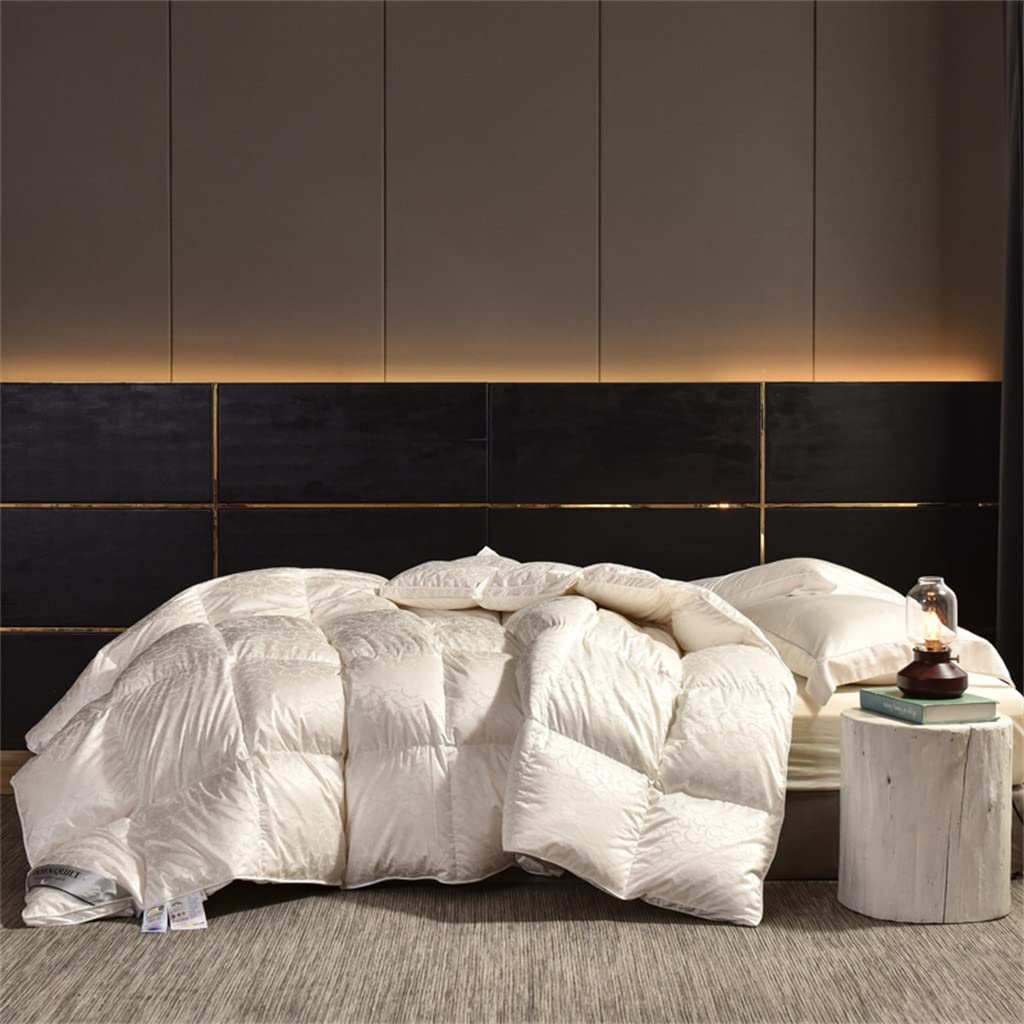 UOHLCX HBJWOV White Duck Down Quilt Down Fluffy Cozy Four Seasons Duvet Brocade Warm Queen King Quilted Comforters