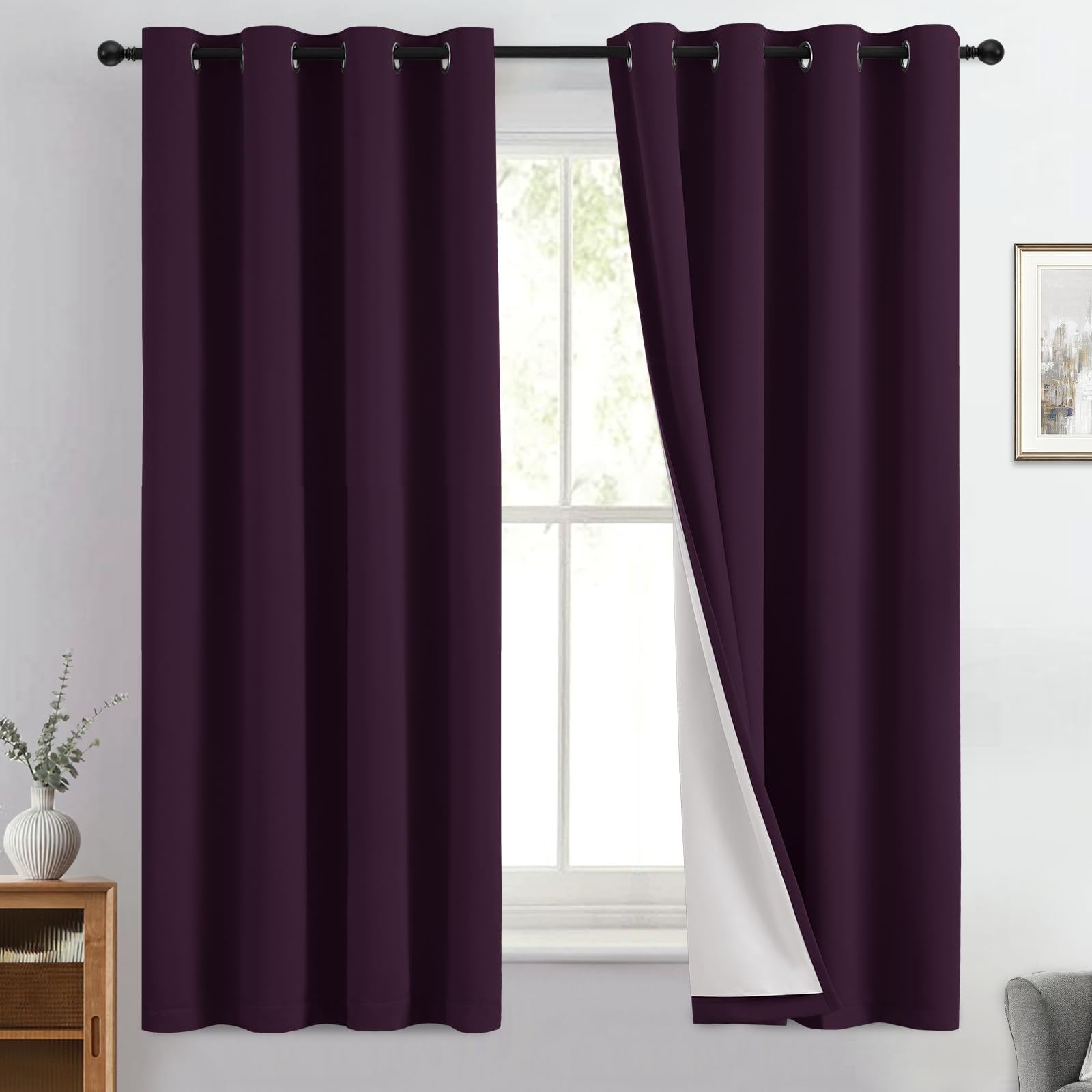 Double-Layer Thermal Blackout Curtain Panels, Pair