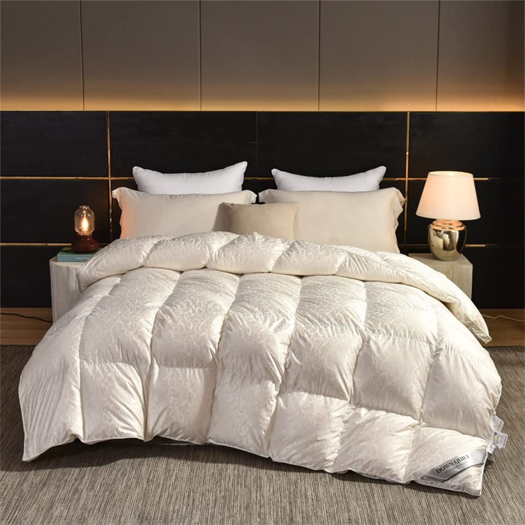 UOHLCX HBJWOV White Duck Down Quilt Down Fluffy Cozy Four Seasons Duvet Brocade Warm Queen King Quilted Comforters