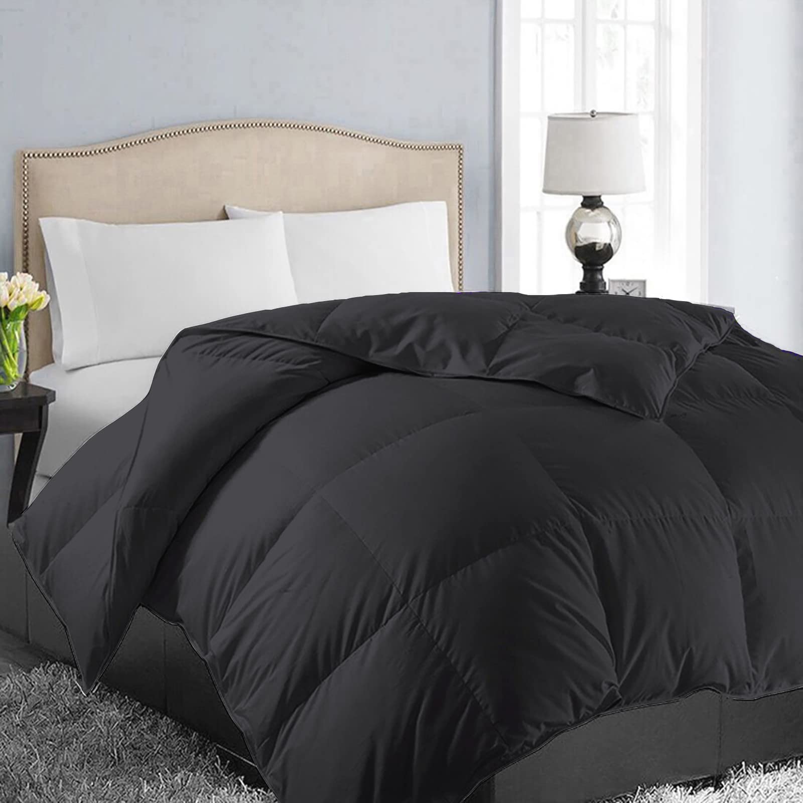 EASELAND Down Alternative Comforter - Quilted Duvet Insert for All Seasons, Soft Lightweight with Corner Tabs, Summer Winter Warm Bedding