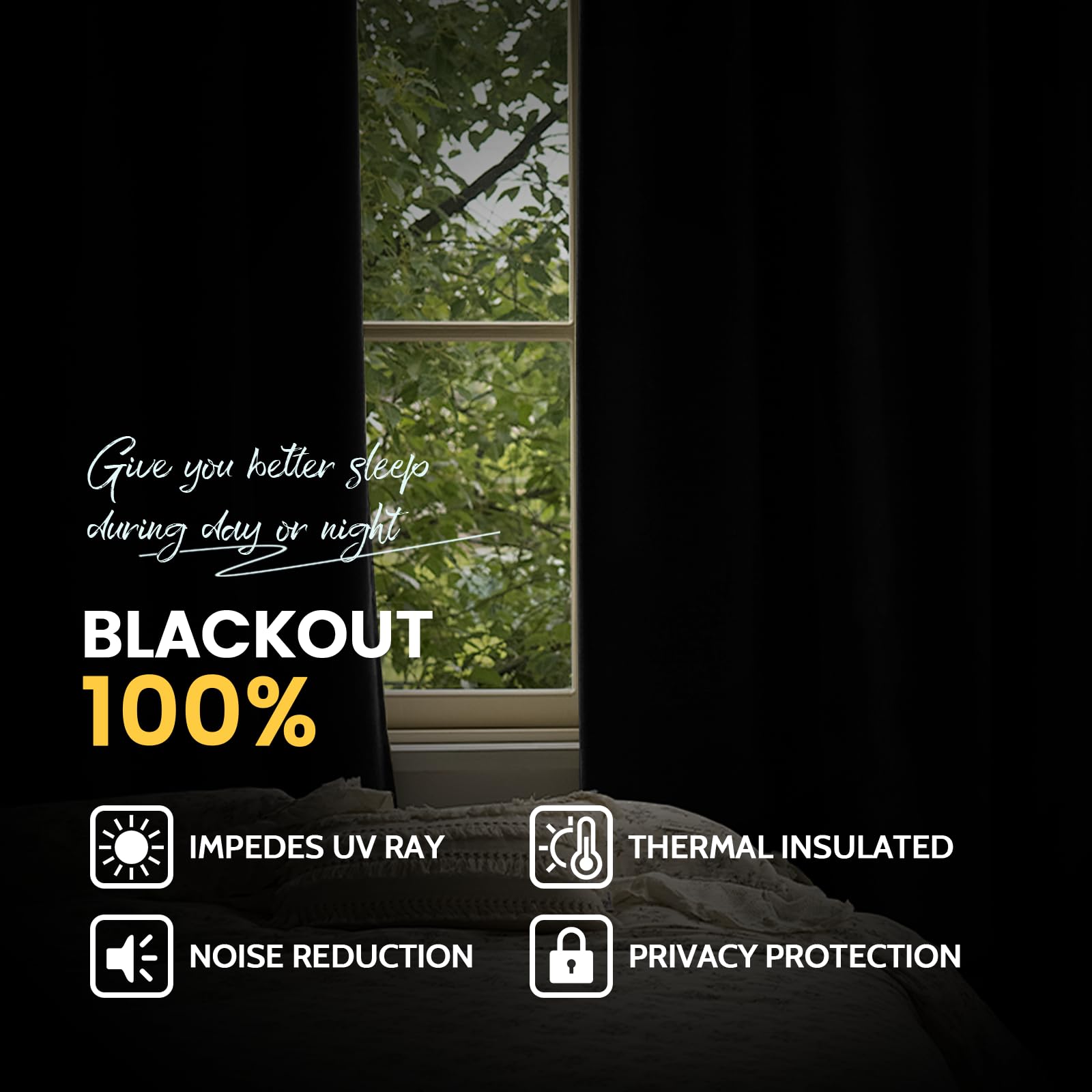 Double-Layer Thermal Blackout Curtain Panels, Pair