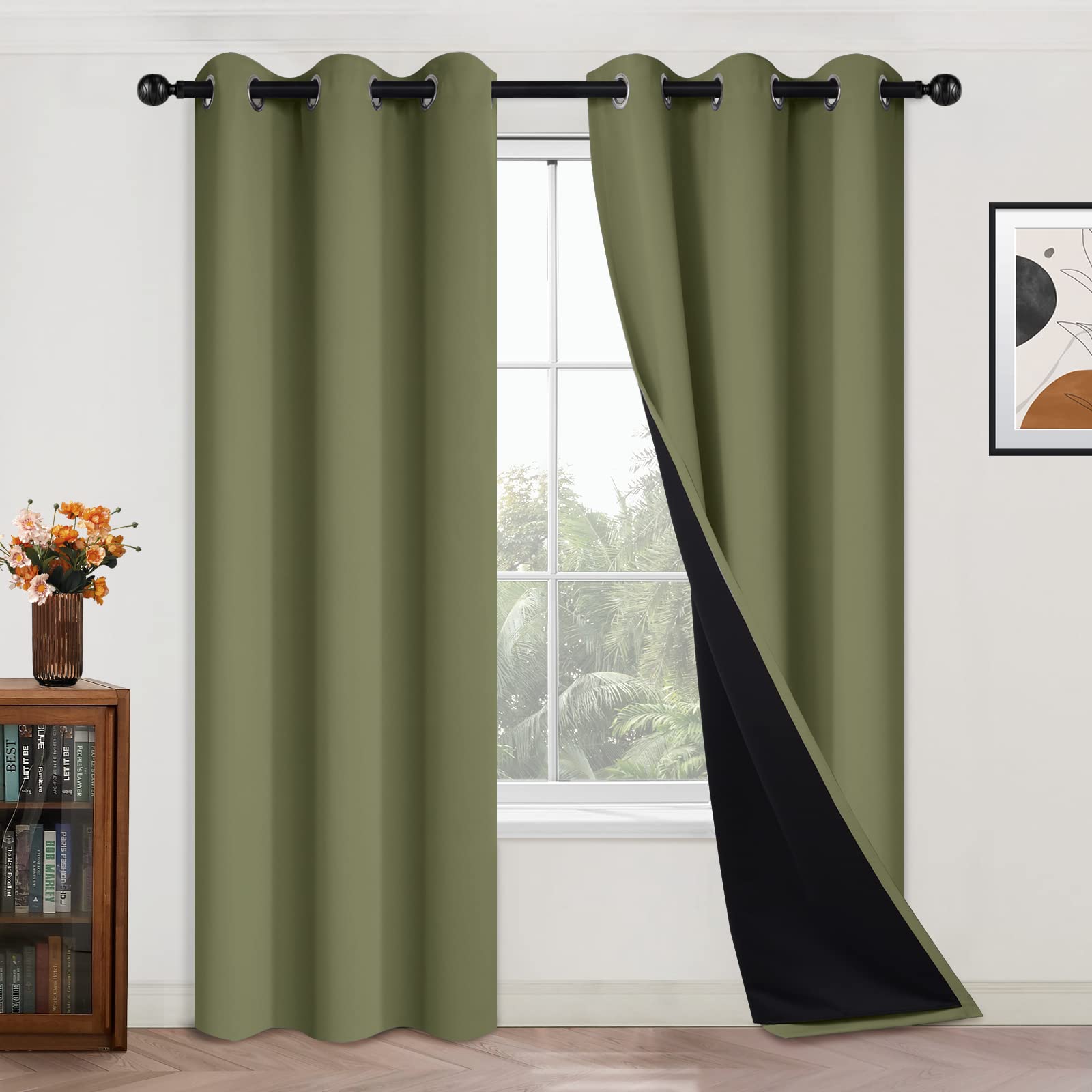 Double-Layer Thermal Blackout Curtain Panels, Pair