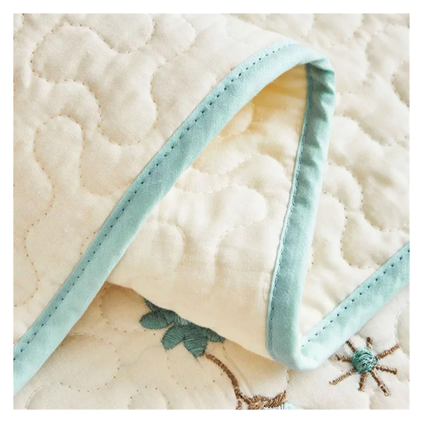 QDKVTNDJZ 3Pcs Embroidered Cotton Quilt Set Bedspread On The Bed Solid Color Coverlet King Queen Size Quilted Cover Comforter