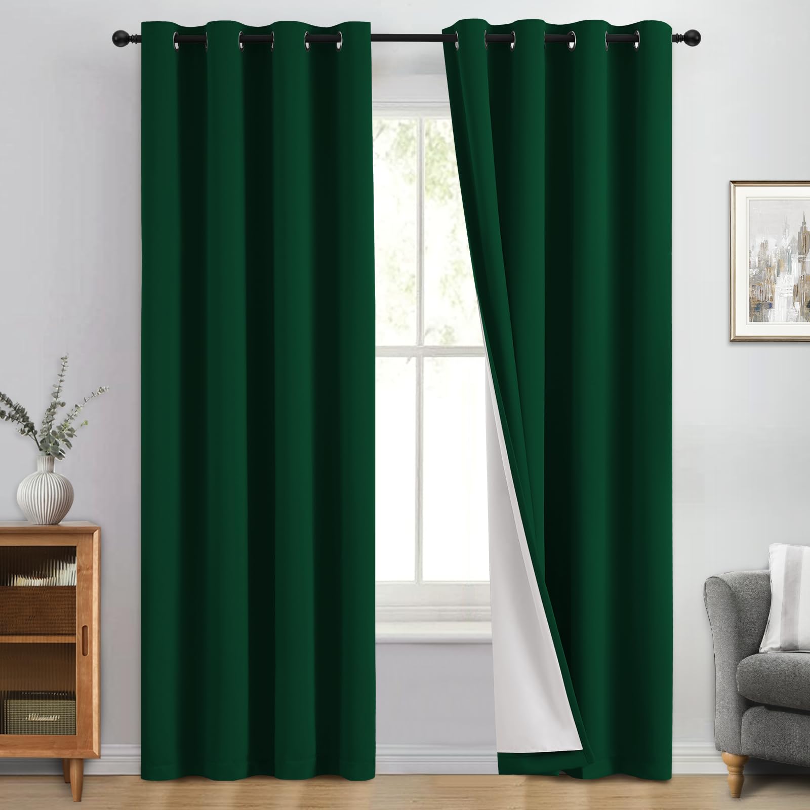 Double-Layer Thermal Blackout Curtain Panels, Pair