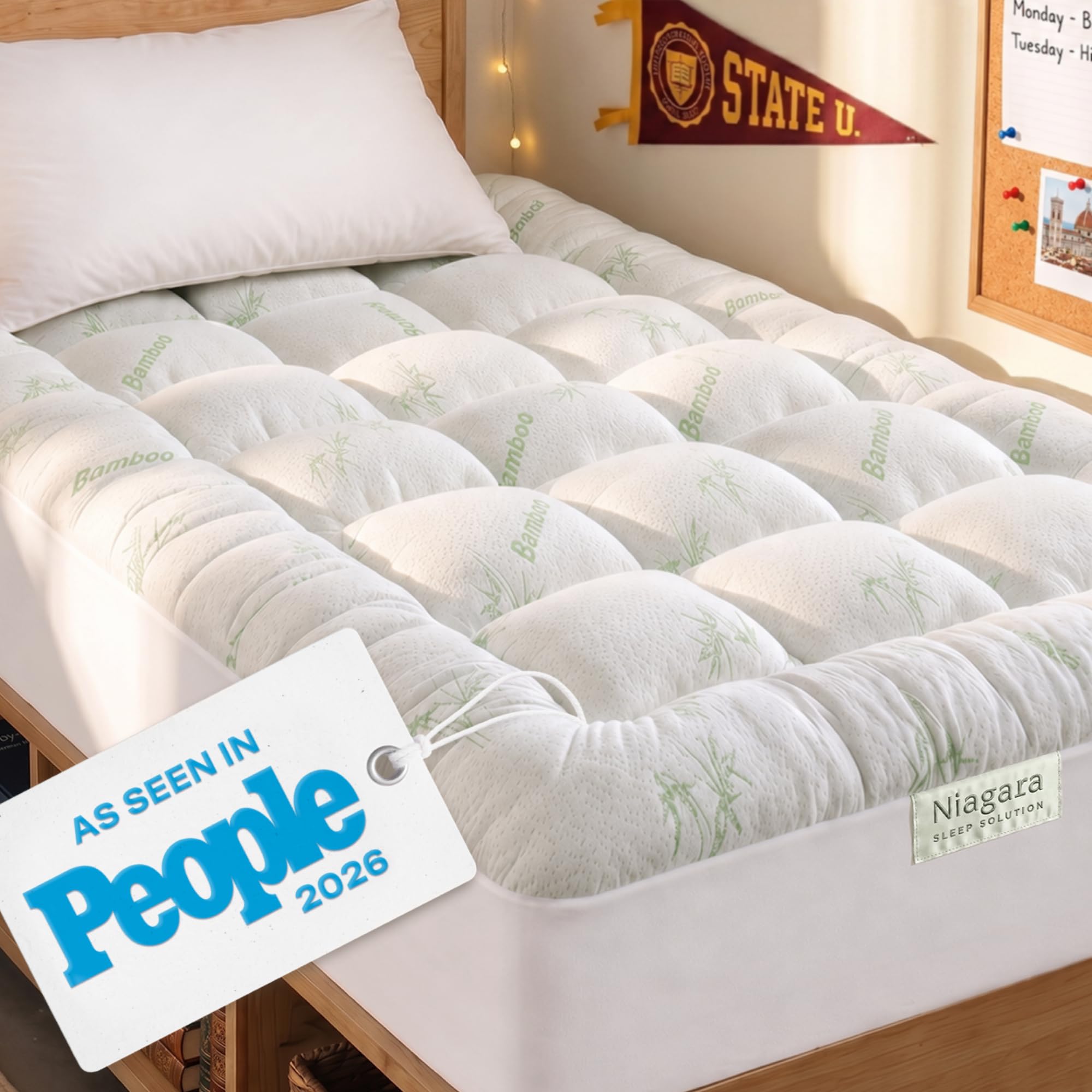 Cooling Bamboo-Blend Pillow-Top Mattress Pad Cover